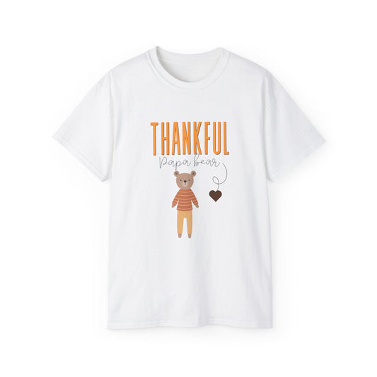Thankful Bear Tee - Cozy Unisex Cotton Shirt, Perfect for Fall, Thanksgiving, Family Gatherings, Everyday Comfort, Gift Idea