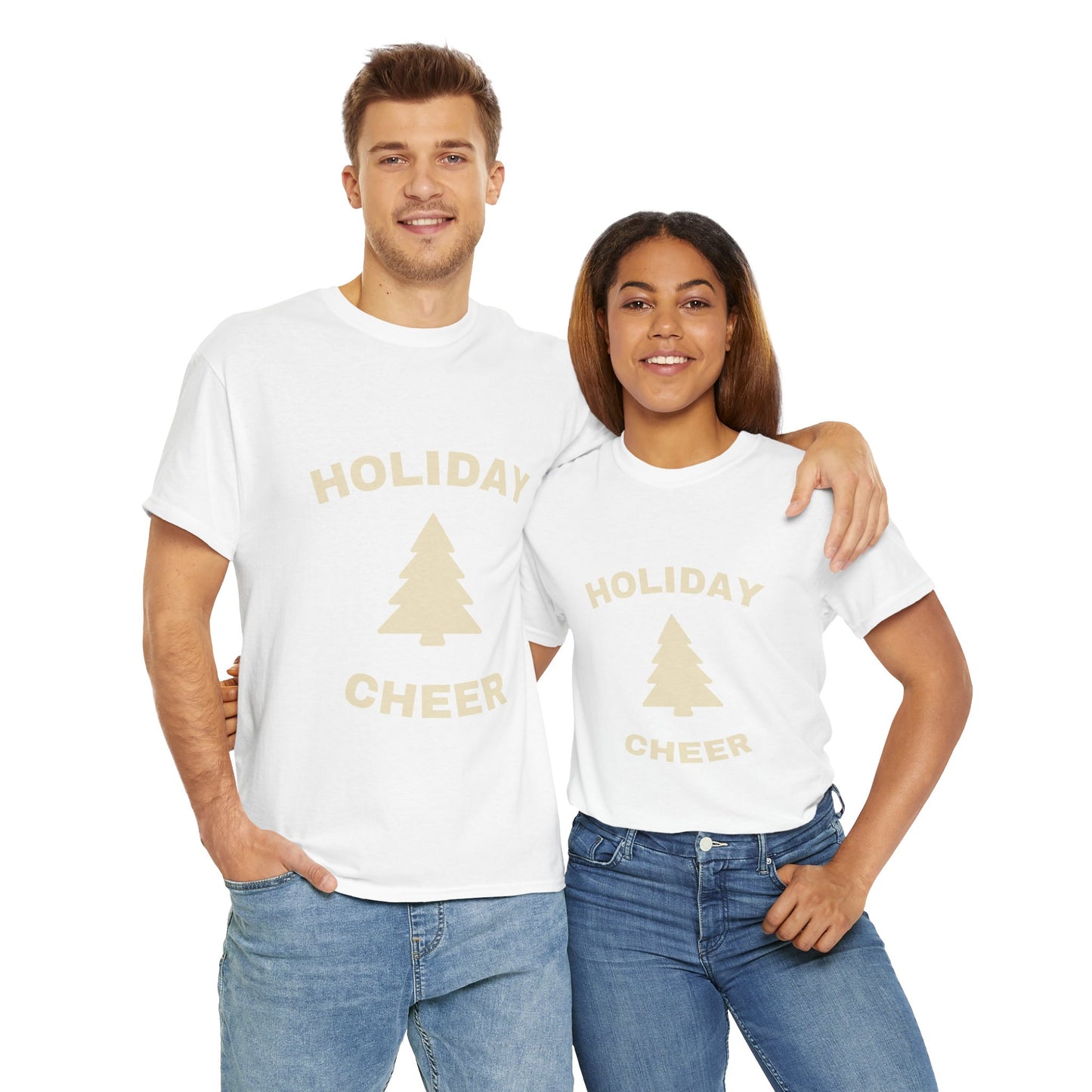 Holiday Cheer Unisex Heavy Cotton Tee, Christmas Gift, Casual Wear, Soft Cotton Tee, Winter Apparel, Unisex T-Shirt