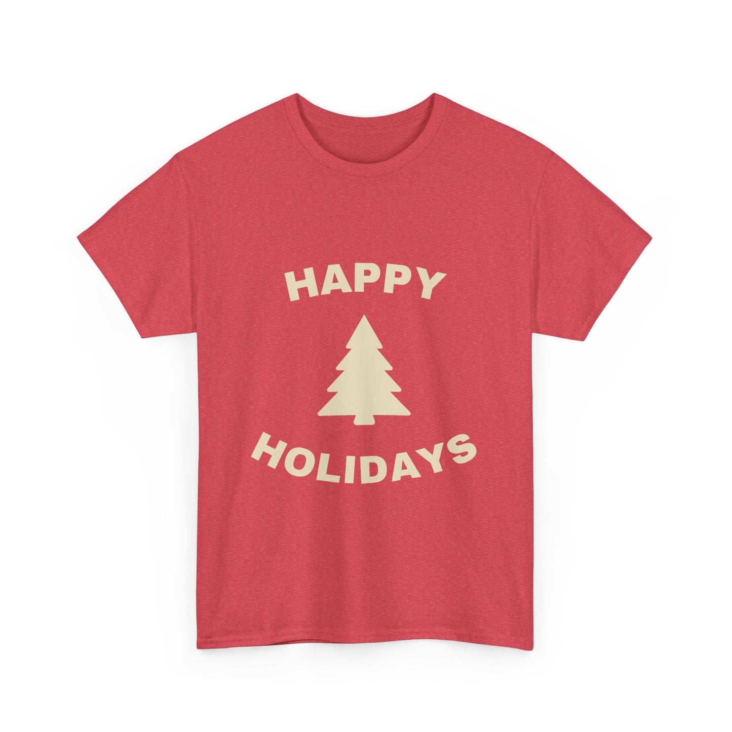 Happy Holidays Unisex Heavy Cotton Tee, Christmas Shirt, Holiday Gift, Festive Apparel, Winter Wear, Seasonal Tee