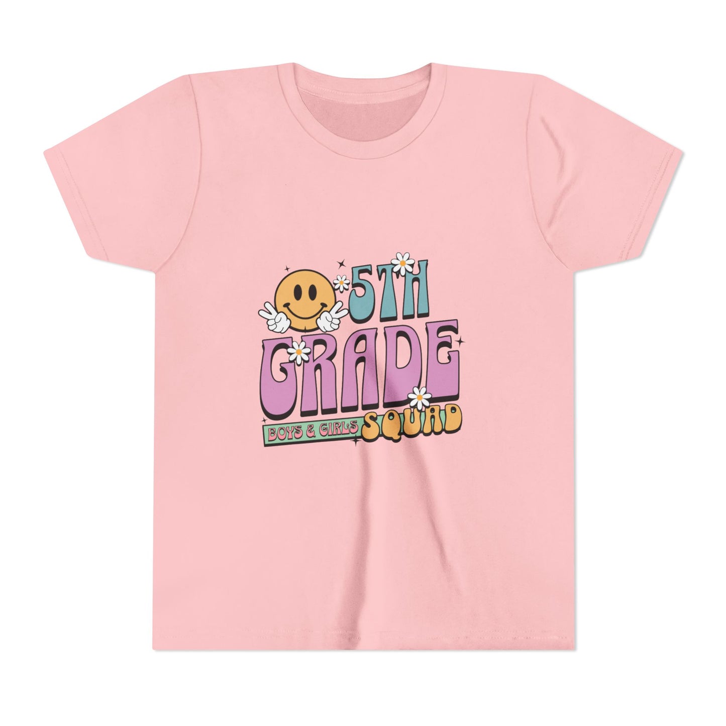 5th Grade Squad Youth Tee, Fun Graduation Gift, Kids Class Celebration T-Shirt, Back to School Shirt, Cute Rainbow Tee