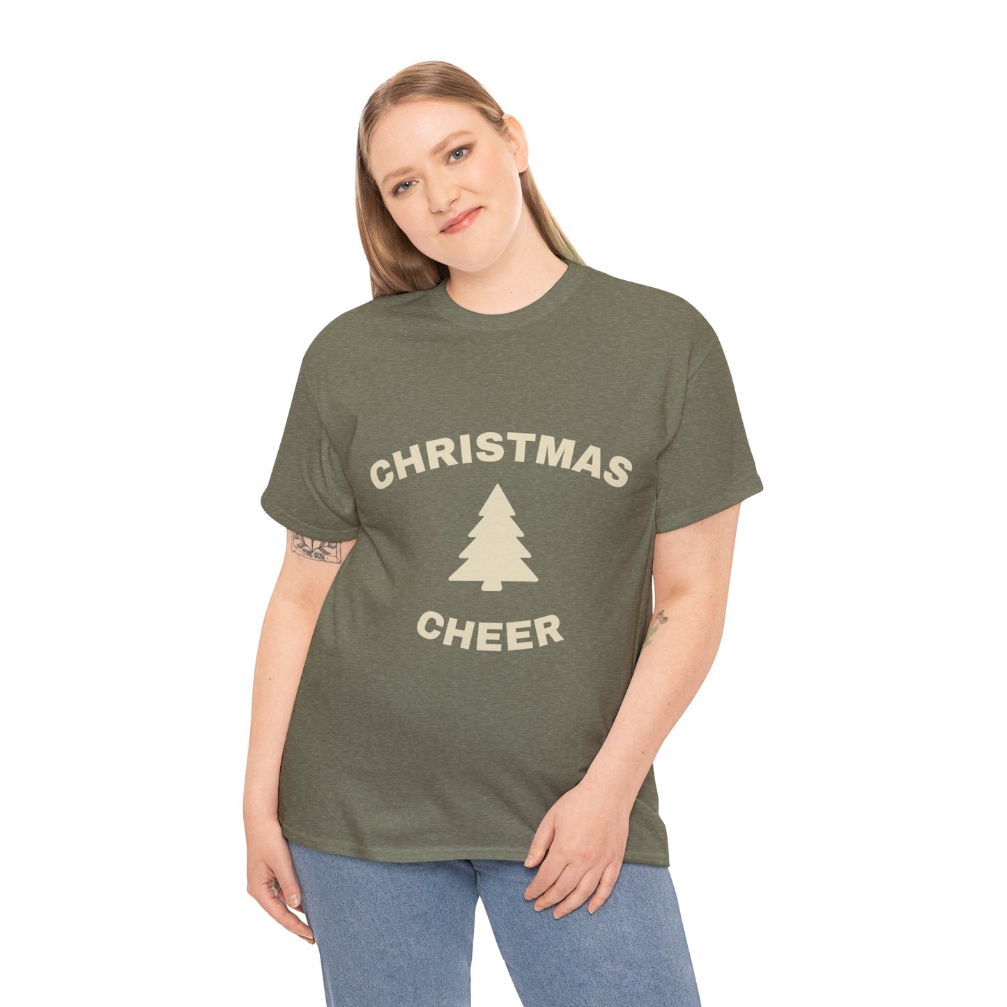 Unisex Heavy Cotton Tee - Christmas Cheer Tee, Holiday Gift Shirt, Seasonal T-Shirt, Festive Apparel, Christmas Party Outfit