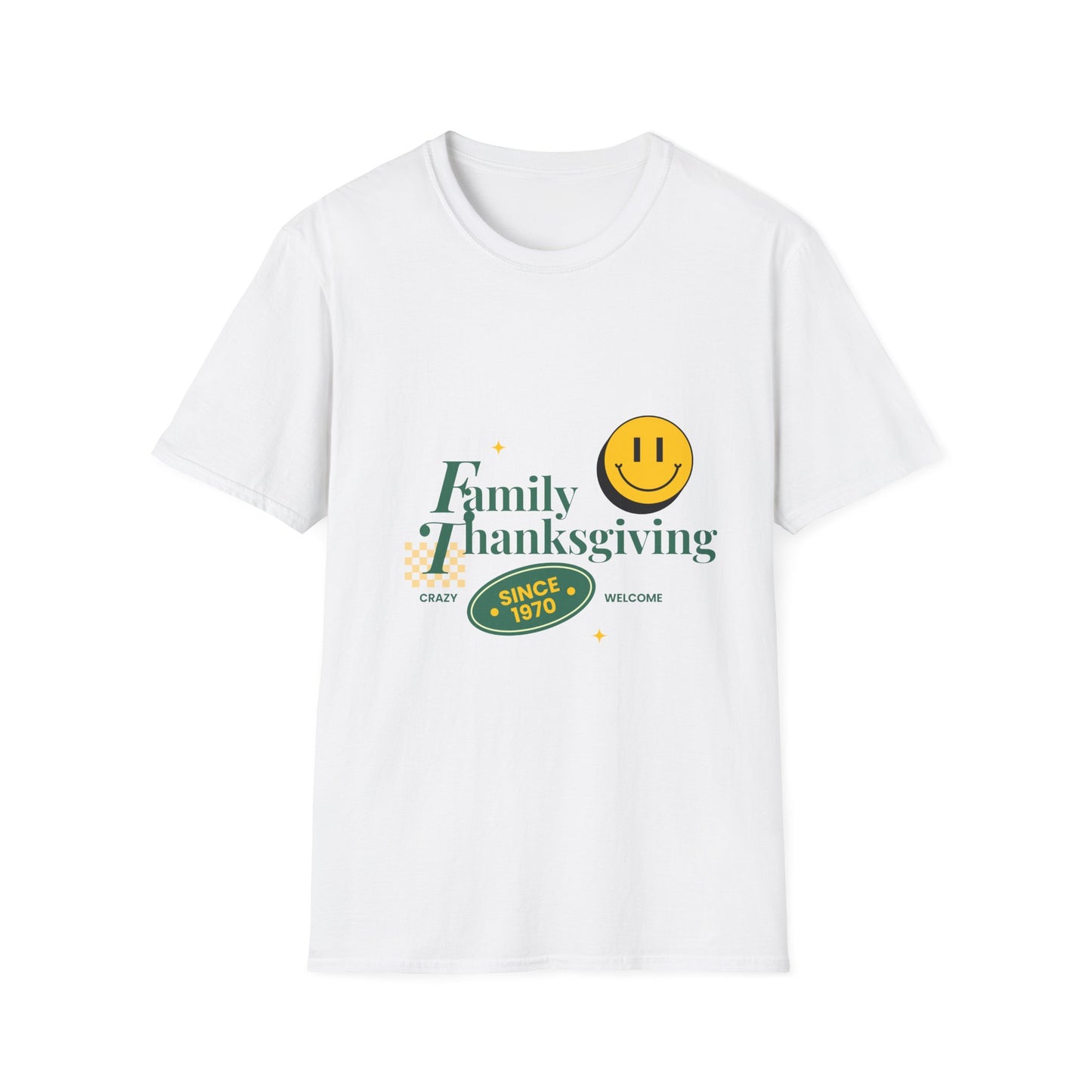 Thanksgiving Family T-Shirt, Funny Holiday Tee, Unisex Graphic Shirt, Family Gathering Apparel, Smiley Face Tee