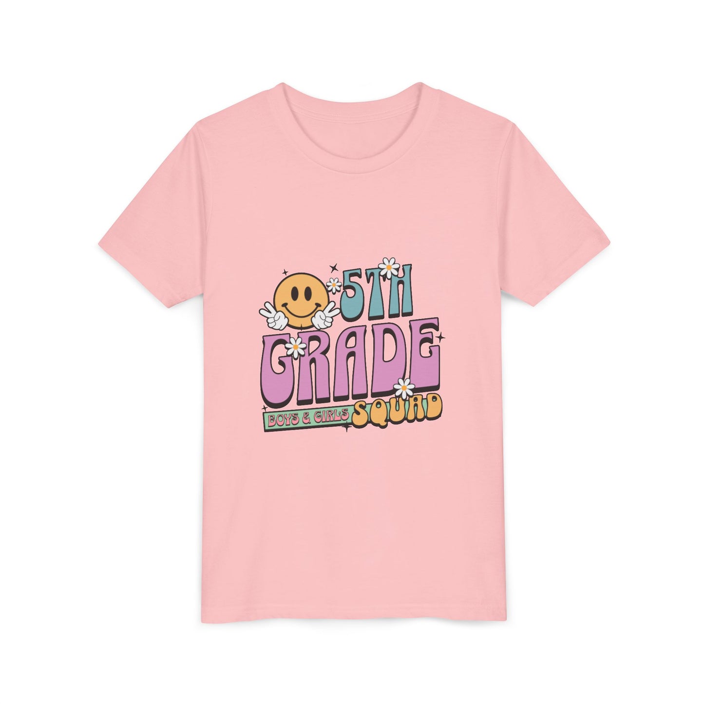 5th Grade Squad Youth Tee, Fun Graduation Gift, Kids Class Celebration T-Shirt, Back to School Shirt, Cute Rainbow Tee