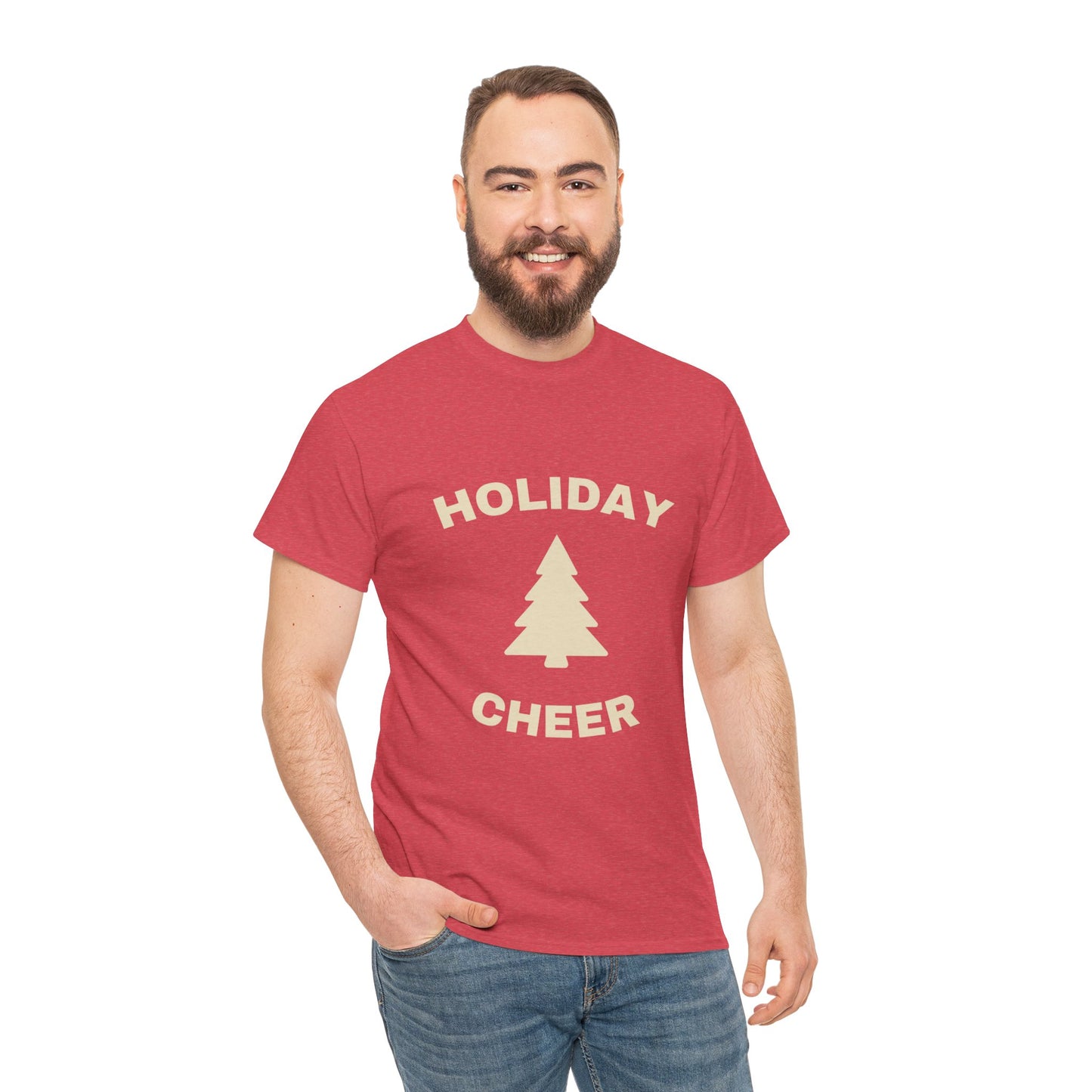 Holiday Cheer Unisex Heavy Cotton Tee, Christmas Gift, Casual Wear, Soft Cotton Tee, Winter Apparel, Unisex T-Shirt