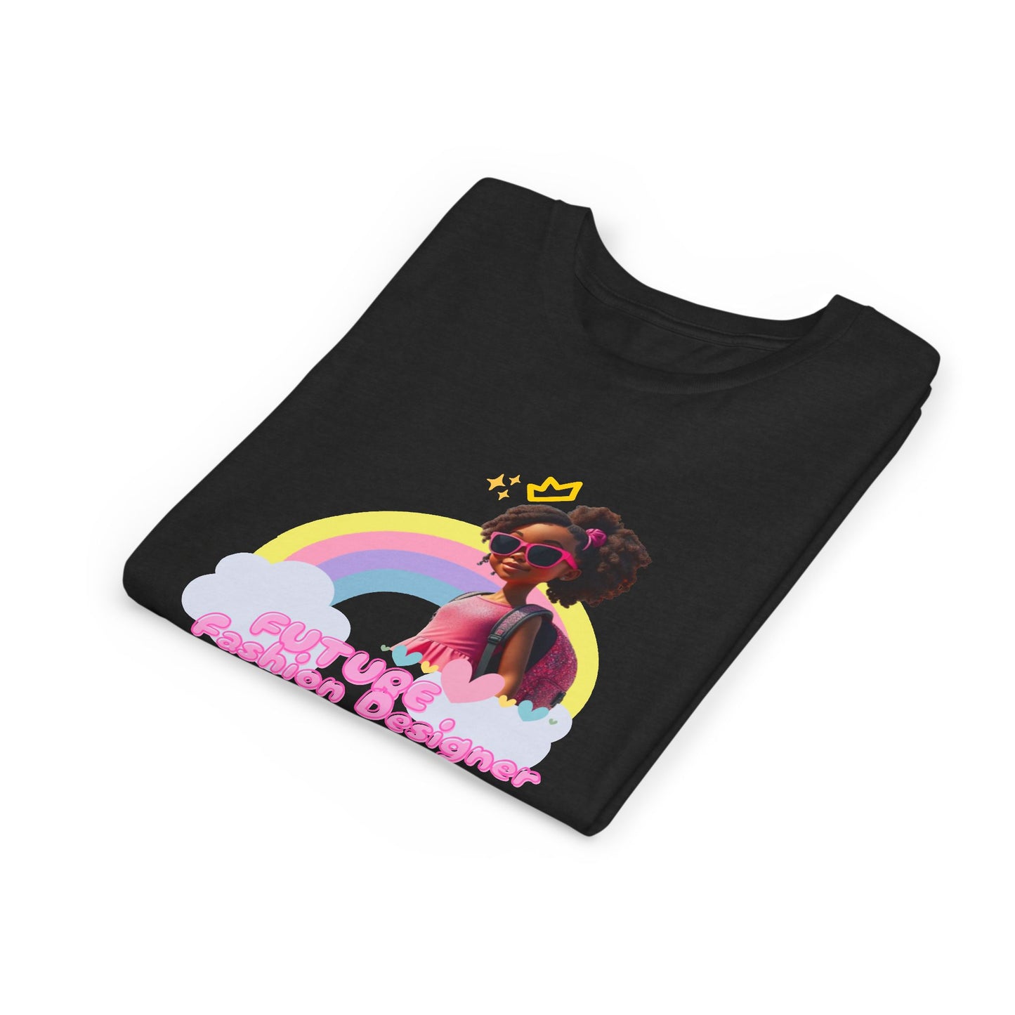 Colorful Youth T-Shirt - Fashion Designer Rainbow Tee, Kids Summer Shirt, Cute Graphic Top, Gift for Girls, Birthday Outfit