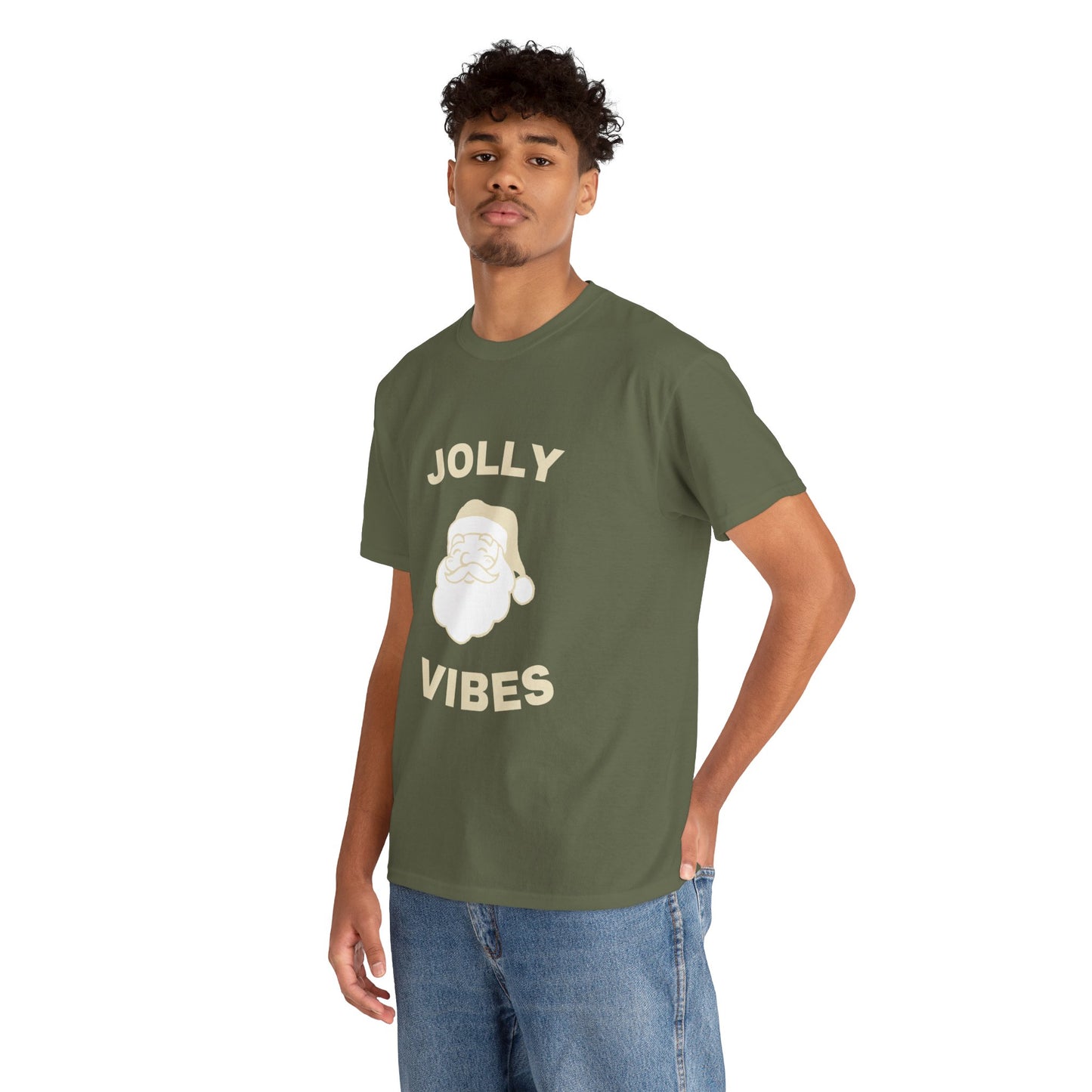 Jolly Vibes Unisex Heavy Cotton Tee for Holiday Cheer, Christmas Gift, Festive T-Shirt, Joyful Apparel, Family Gatherings