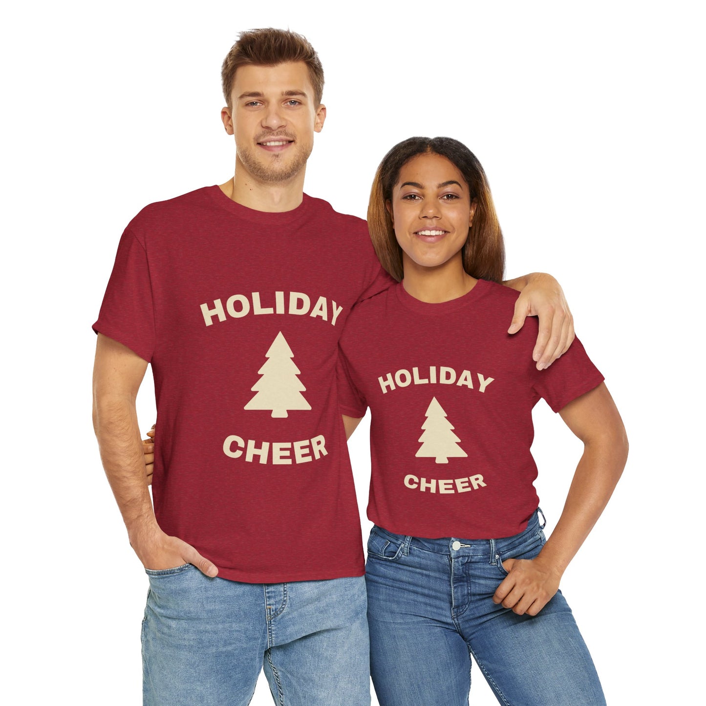 Holiday Cheer Unisex Heavy Cotton Tee, Christmas Gift, Casual Wear, Soft Cotton Tee, Winter Apparel, Unisex T-Shirt