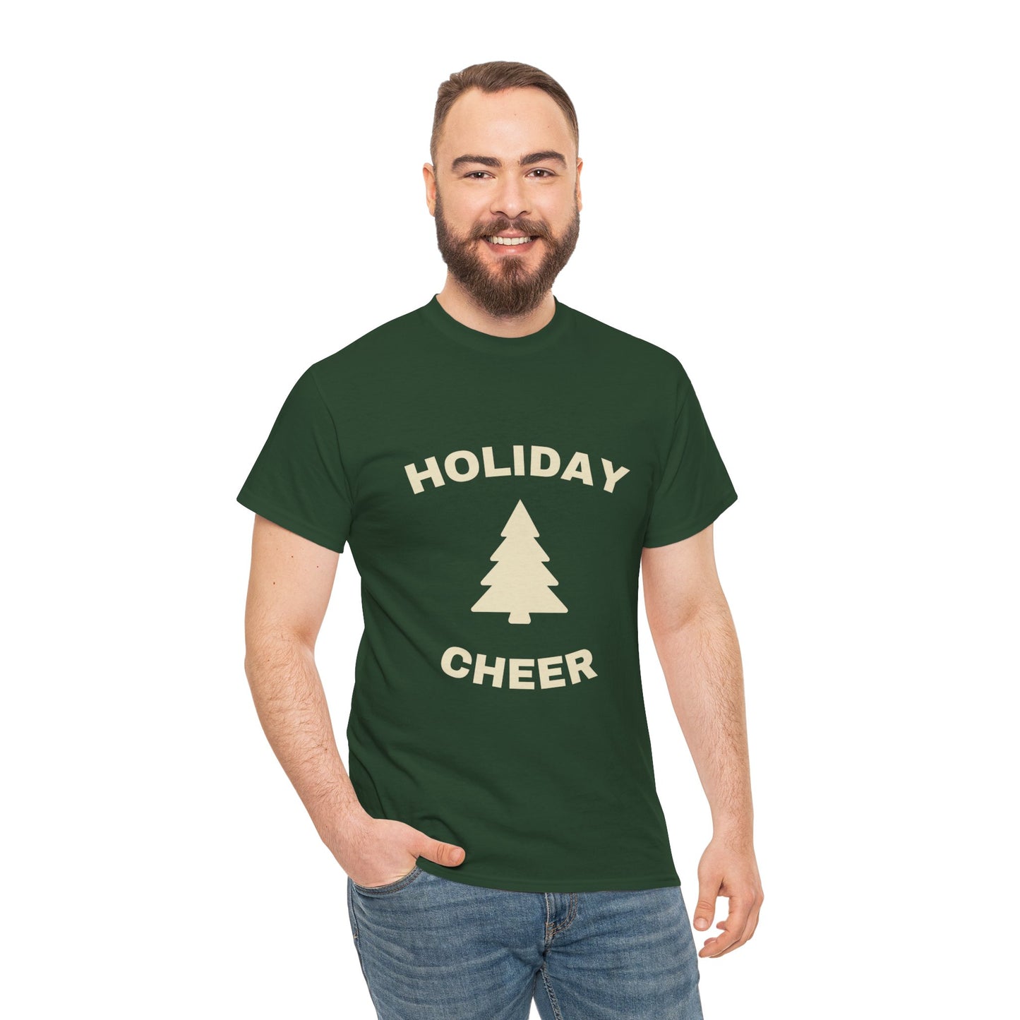 Holiday Cheer Unisex Heavy Cotton Tee, Christmas Gift, Casual Wear, Soft Cotton Tee, Winter Apparel, Unisex T-Shirt