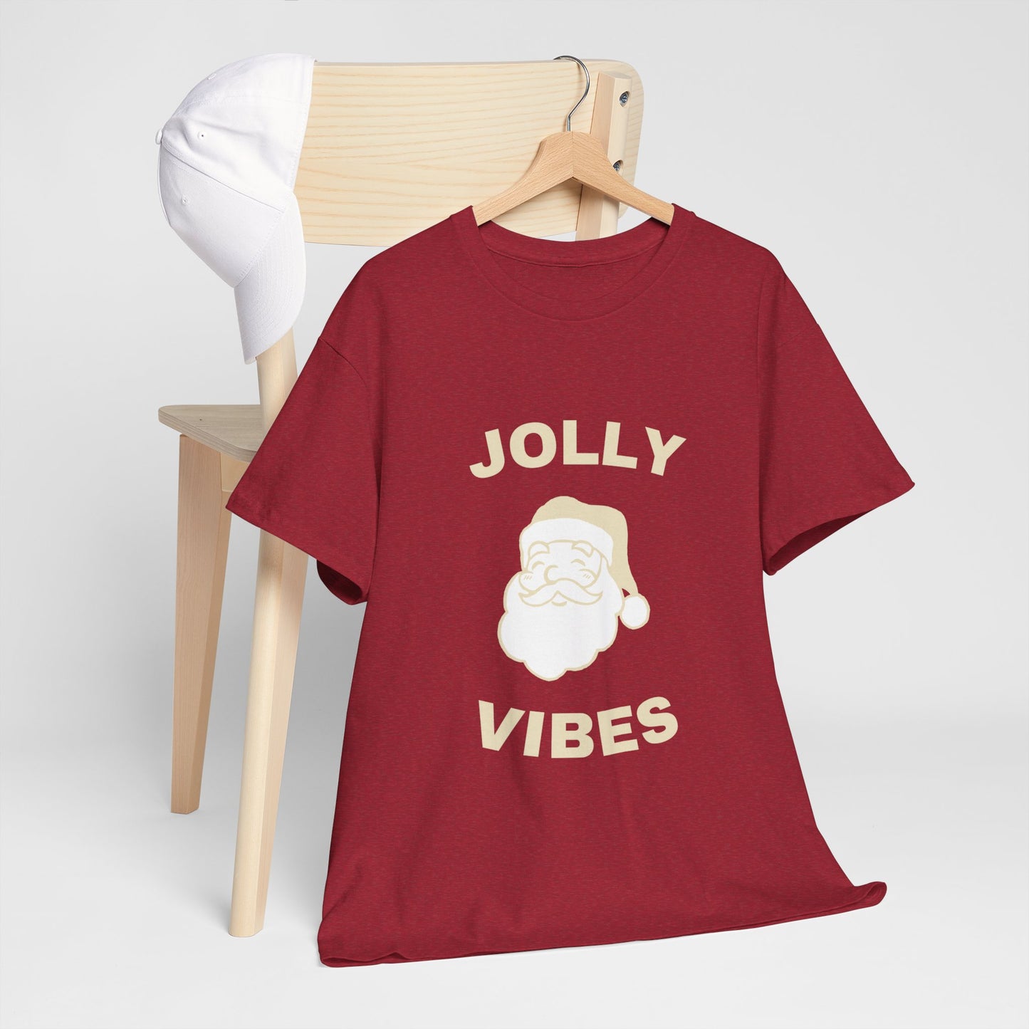 Jolly Vibes Unisex Heavy Cotton Tee for Holiday Cheer, Christmas Gift, Festive T-Shirt, Joyful Apparel, Family Gatherings