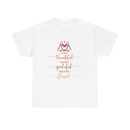 Thankful Unisex Heavy Cotton Tee - Grateful Shirt, Heartfelt Gift, Everyday Wear, Inspirational Quotes, Family Gatherings, Thanksgiving
