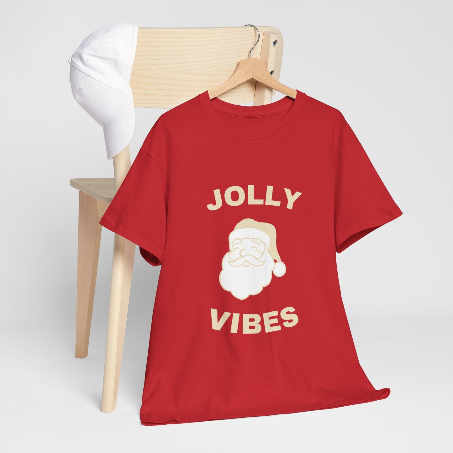 Jolly Vibes Unisex Heavy Cotton Tee for Holiday Cheer, Christmas Gift, Festive T-Shirt, Joyful Apparel, Family Gatherings