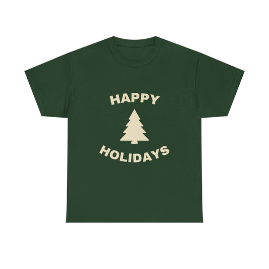 Happy Holidays Unisex Heavy Cotton Tee, Christmas Shirt, Holiday Gift, Festive Apparel, Winter Wear, Seasonal Tee