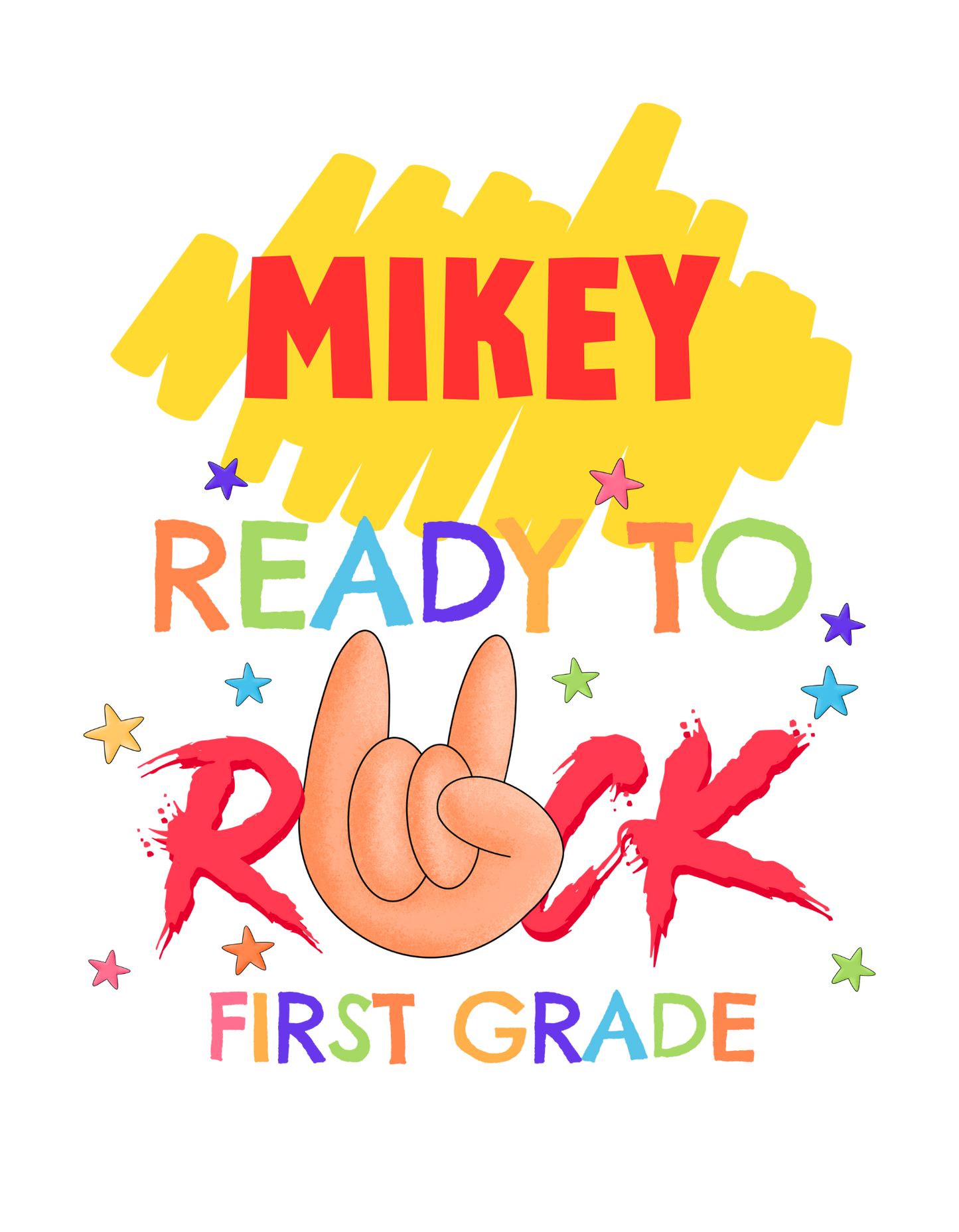 1st Grade Ready to Rock Tee, Fun Kids' T-Shirt, First Grade Shirt, Back to School Tee, Birthday Gift for Kids, Colorful Cotton Tee