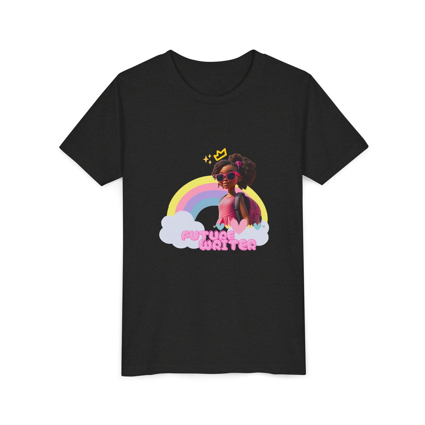 Future Writer Tee for Kids, Trendy Youth T-Shirt, Girl's Rainbow Shirt, Birthday Gift, Summer Casual Wear, Fun Graphic Tee
