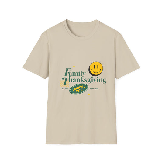 Thanksgiving Family T-Shirt, Funny Holiday Tee, Unisex Graphic Shirt, Family Gathering Apparel, Smiley Face Tee