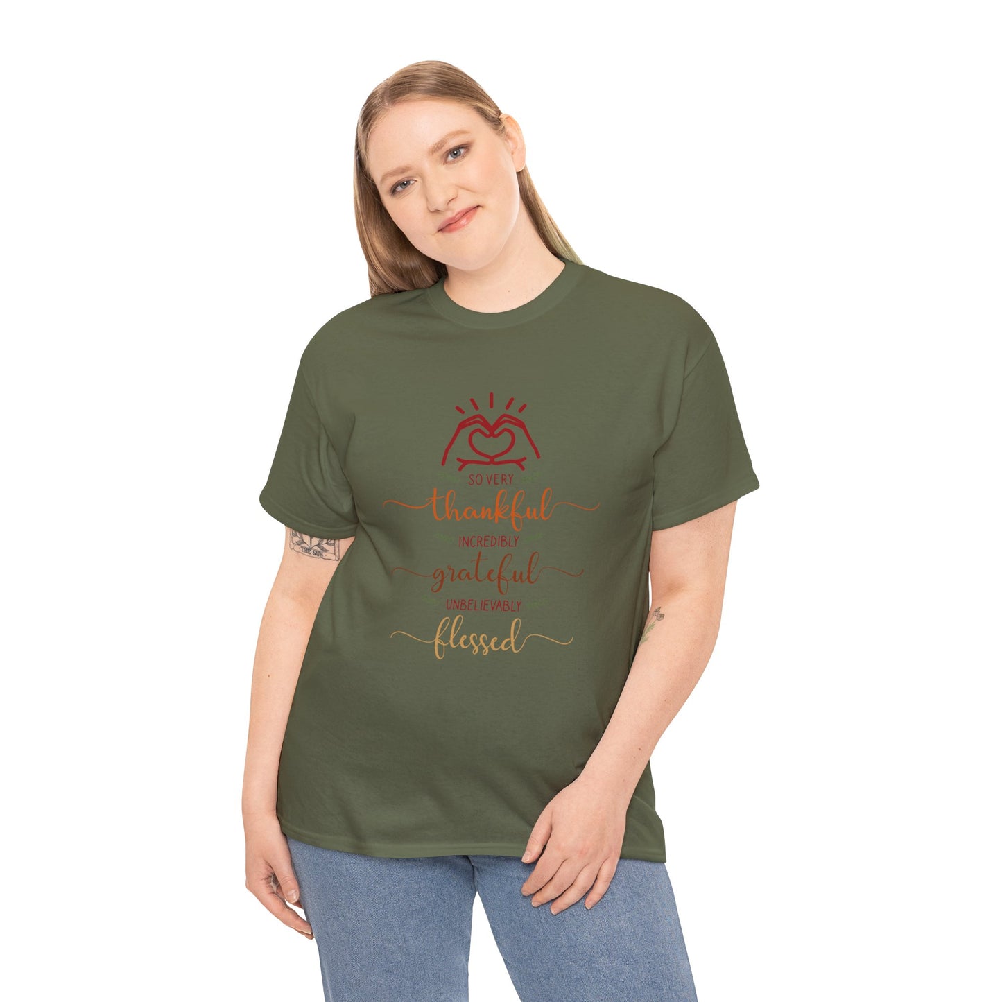 Thankful Unisex Heavy Cotton Tee - Grateful Shirt, Heartfelt Gift, Everyday Wear, Inspirational Quotes, Family Gatherings, Thanksgiving