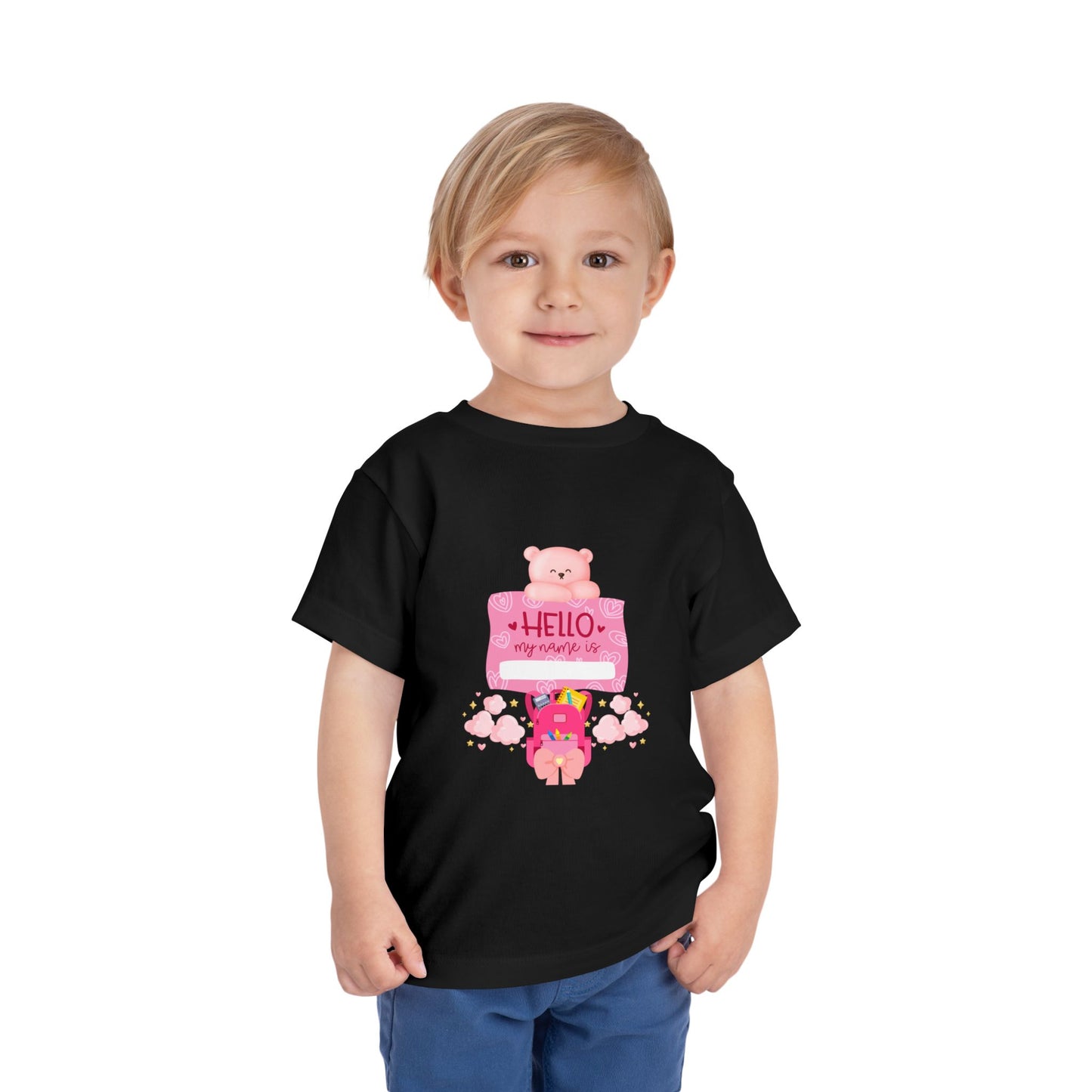 Personalized Toddler Tee – Fun Short Sleeve Shirt for Kids, Perfect for Playdates, Birthdays, Gifts, Everyday Wear, Hello Design