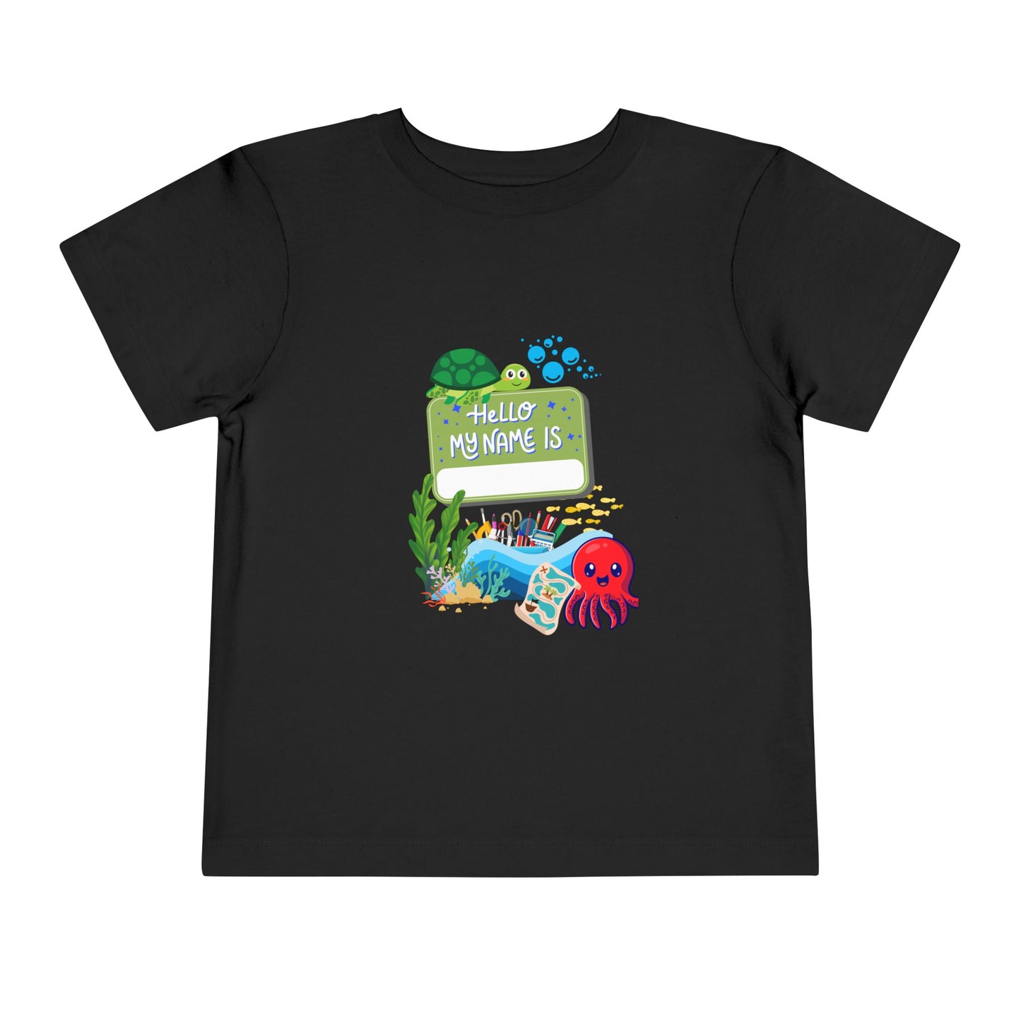 Personalized Toddler Short Sleeve Tee - 'Hello My Name Is' Ocean Theme, Kids Birthday Gift, Summer Wear, Under the Sea Party, Beach Day T-Shirt