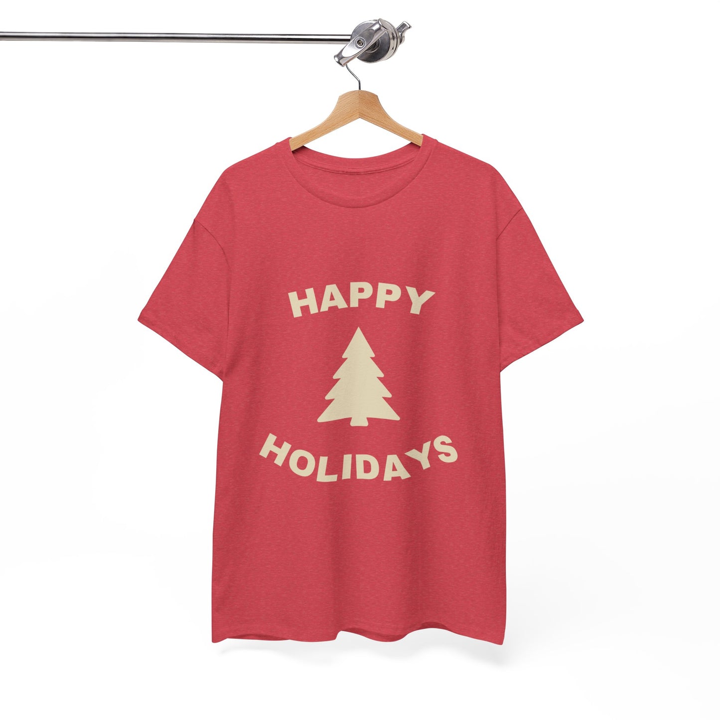 Happy Holidays Unisex Heavy Cotton Tee, Christmas Shirt, Holiday Gift, Festive Apparel, Winter Wear, Seasonal Tee