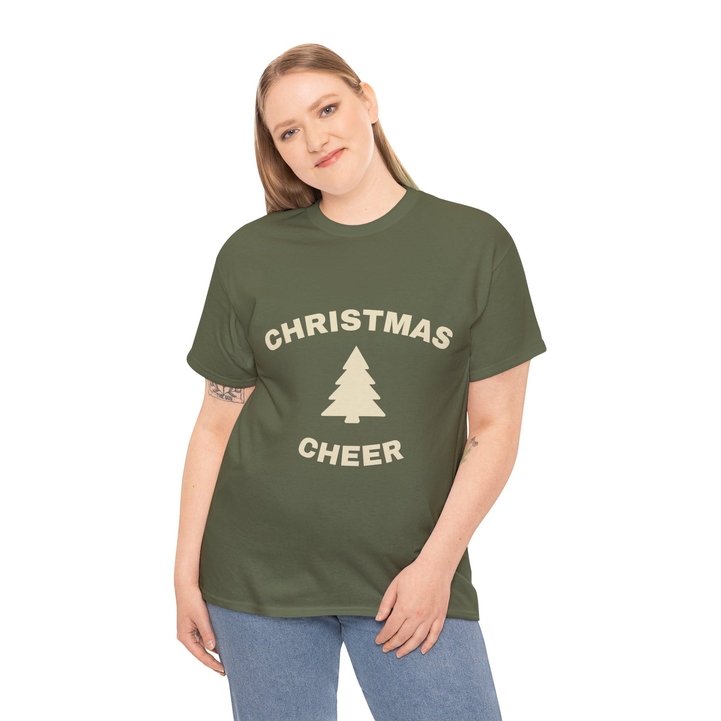 Unisex Heavy Cotton Tee - Christmas Cheer Tee, Holiday Gift Shirt, Seasonal T-Shirt, Festive Apparel, Christmas Party Outfit