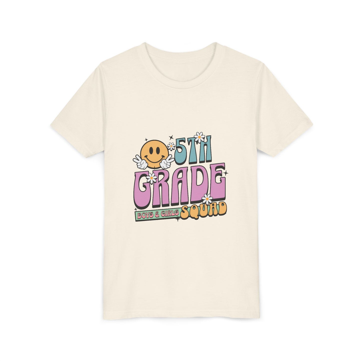 5th Grade Squad Youth Tee, Fun Graduation Gift, Kids Class Celebration T-Shirt, Back to School Shirt, Cute Rainbow Tee