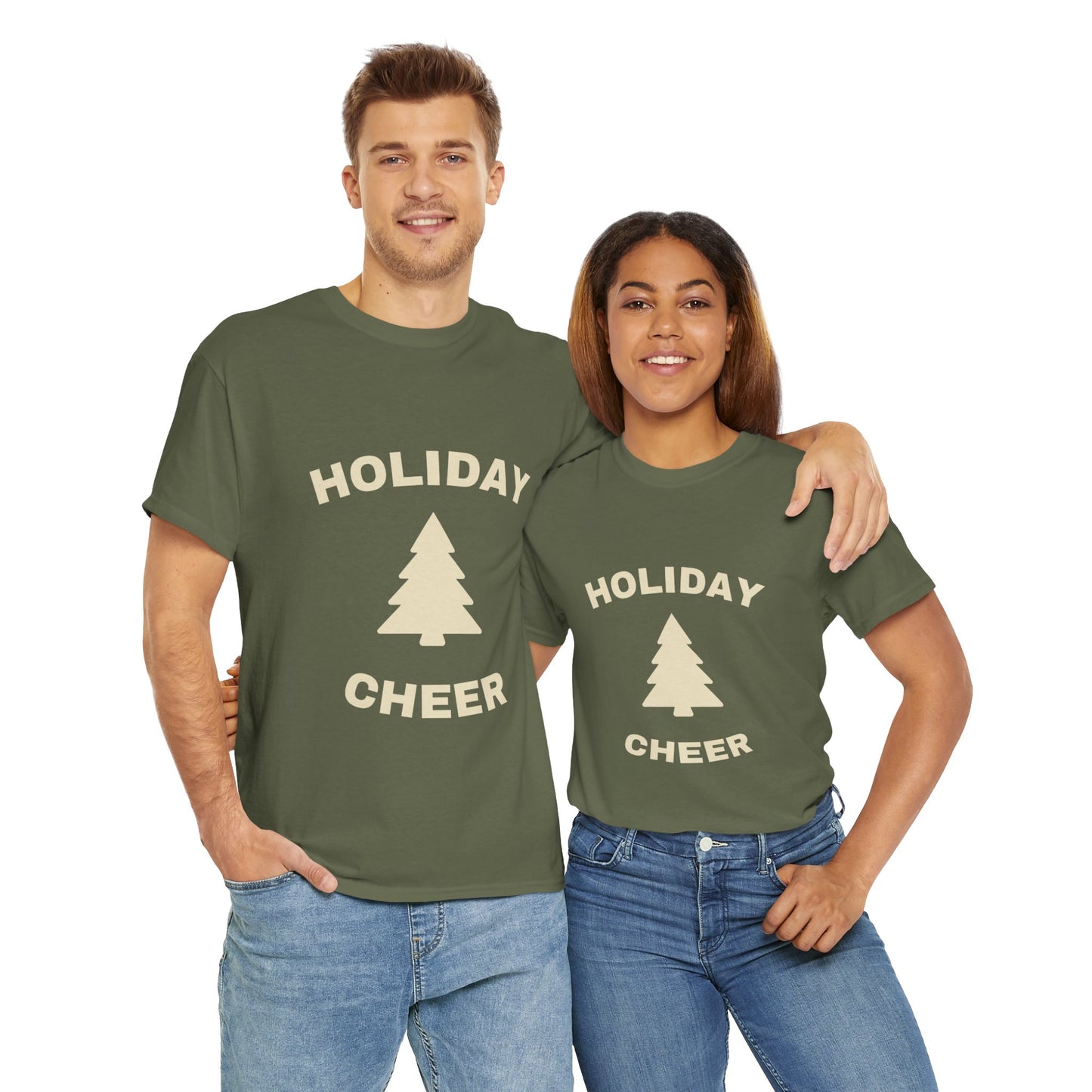 Holiday Cheer Unisex Heavy Cotton Tee, Christmas Gift, Casual Wear, Soft Cotton Tee, Winter Apparel, Unisex T-Shirt