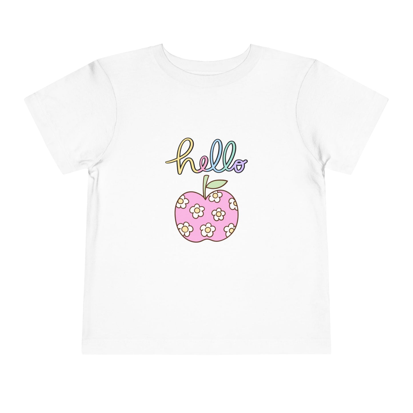 Hello Apple Toddler Tee, Cute Kids T-Shirt, Summer Outfit, Birthday Gift, Fun Playwear, Toddler Apparel