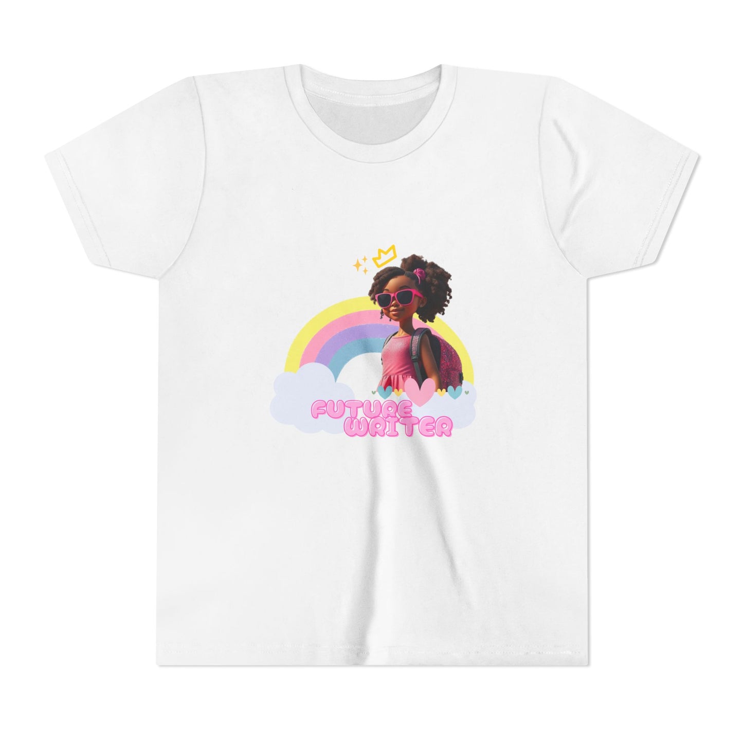 Future Writer Tee for Kids, Trendy Youth T-Shirt, Girl's Rainbow Shirt, Birthday Gift, Summer Casual Wear, Fun Graphic Tee