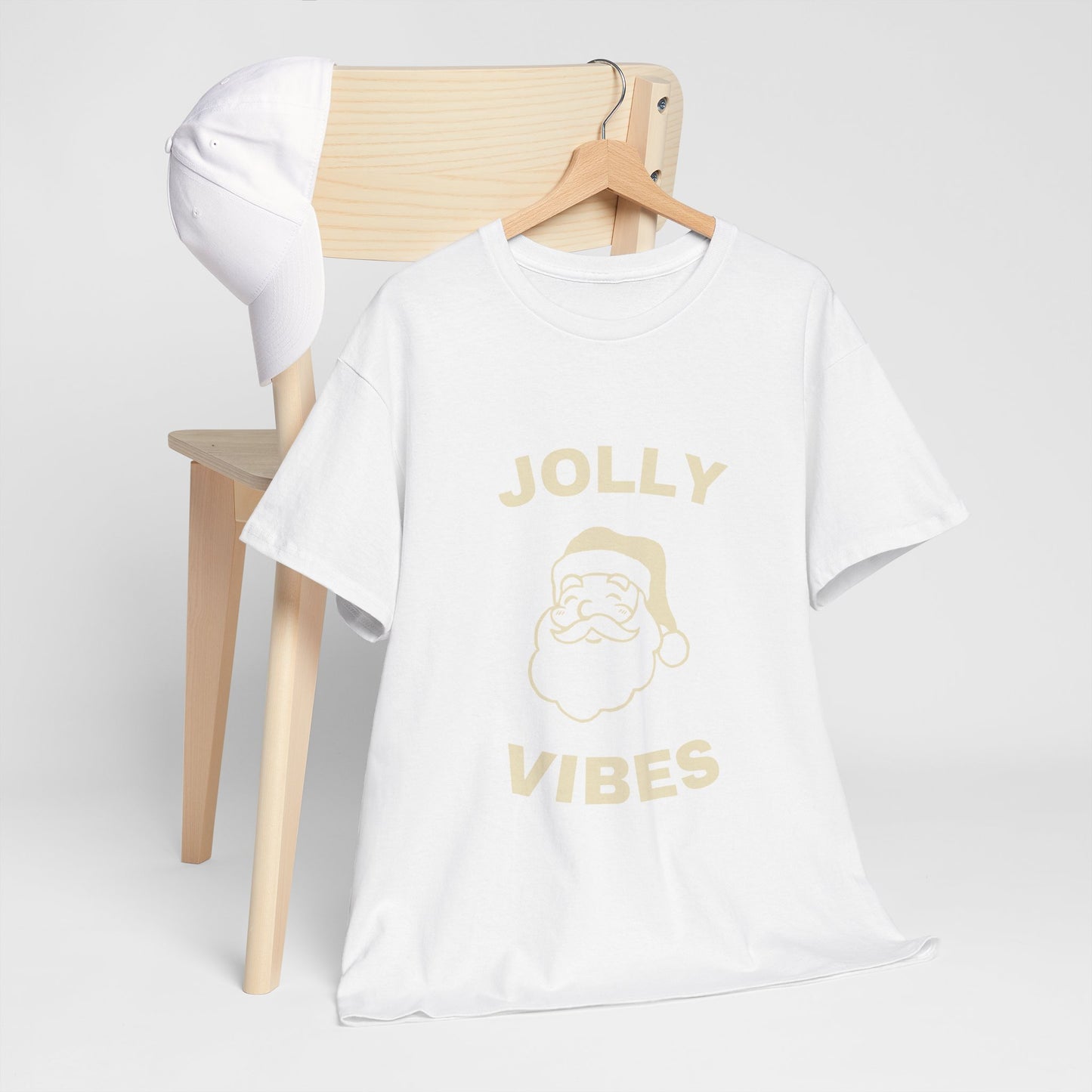 Jolly Vibes Unisex Heavy Cotton Tee for Holiday Cheer, Christmas Gift, Festive T-Shirt, Joyful Apparel, Family Gatherings
