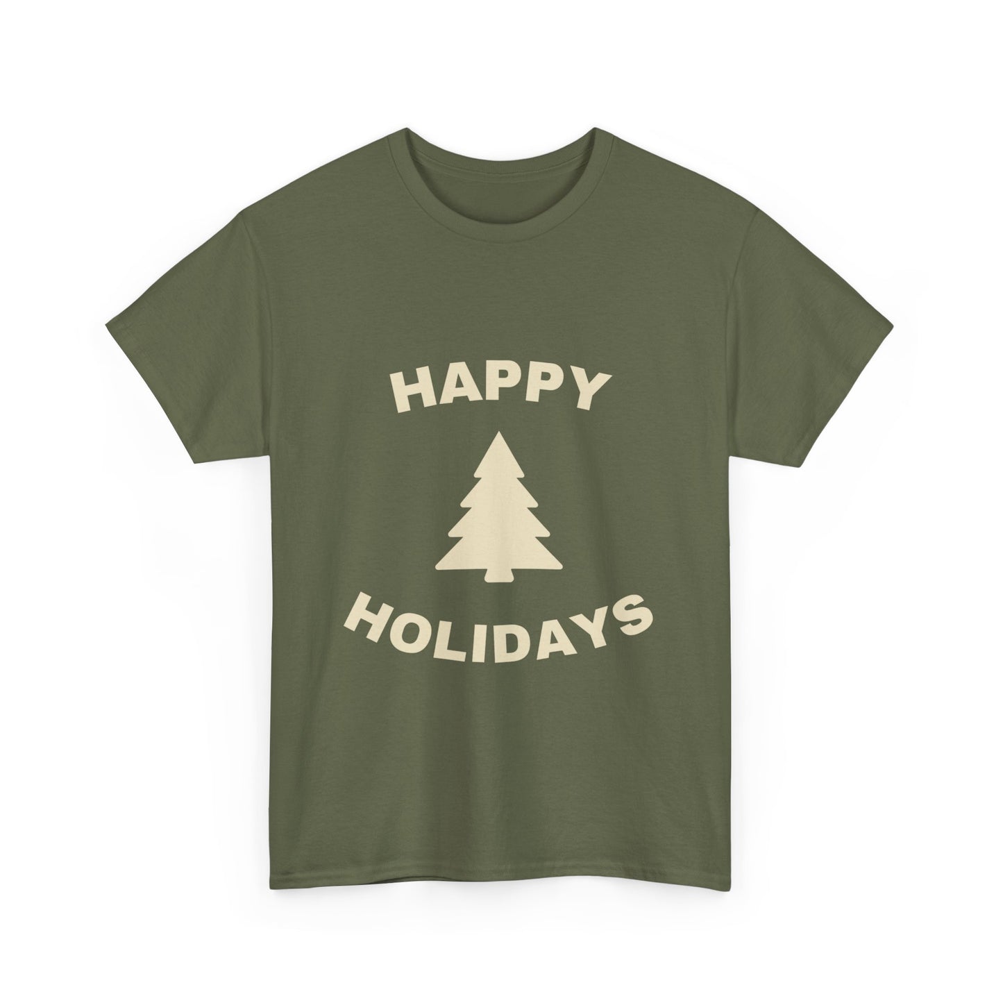 Happy Holidays Unisex Heavy Cotton Tee, Christmas Shirt, Holiday Gift, Festive Apparel, Winter Wear, Seasonal Tee