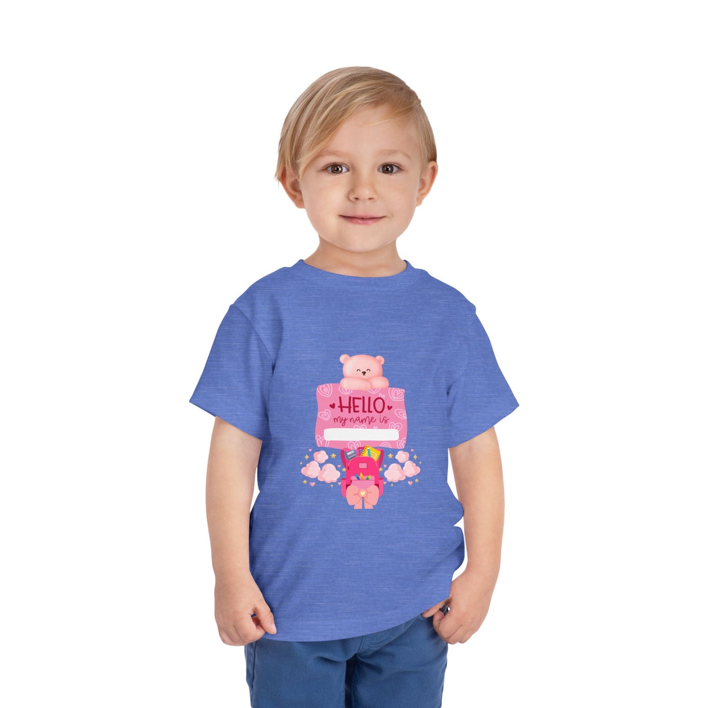 Personalized Toddler Tee – Fun Short Sleeve Shirt for Kids, Perfect for Playdates, Birthdays, Gifts, Everyday Wear, Hello Design