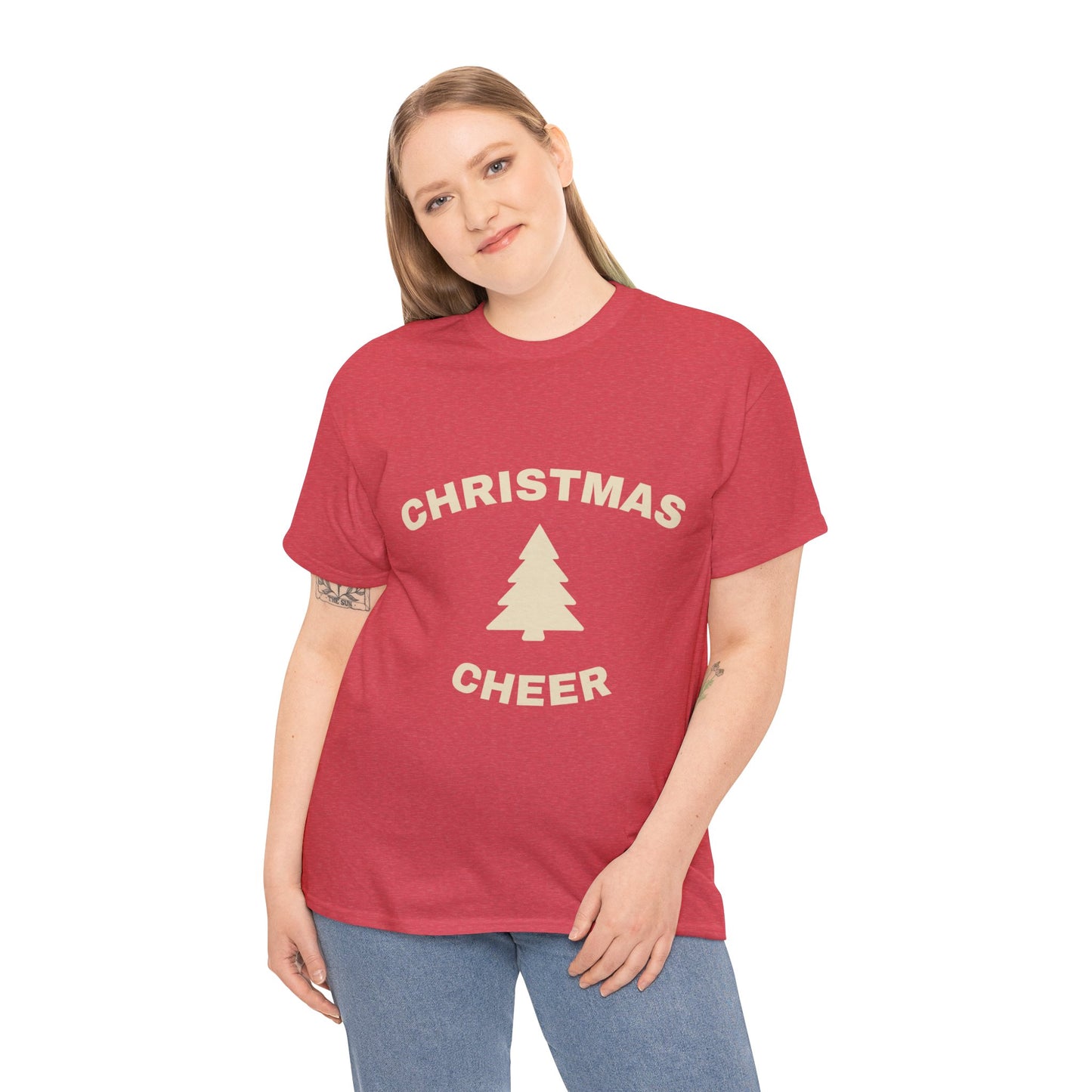Unisex Heavy Cotton Tee - Christmas Cheer Tee, Holiday Gift Shirt, Seasonal T-Shirt, Festive Apparel, Christmas Party Outfit