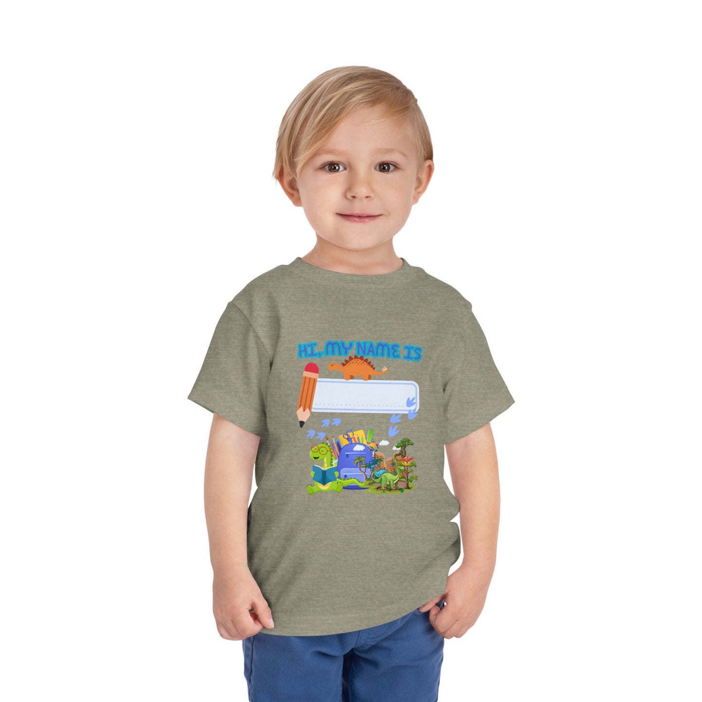 Dinosaur Back to School Toddler Tee, Kids Name Shirt, Birthday Gift, Toddler T-Shirt, Cute Dino Apparel