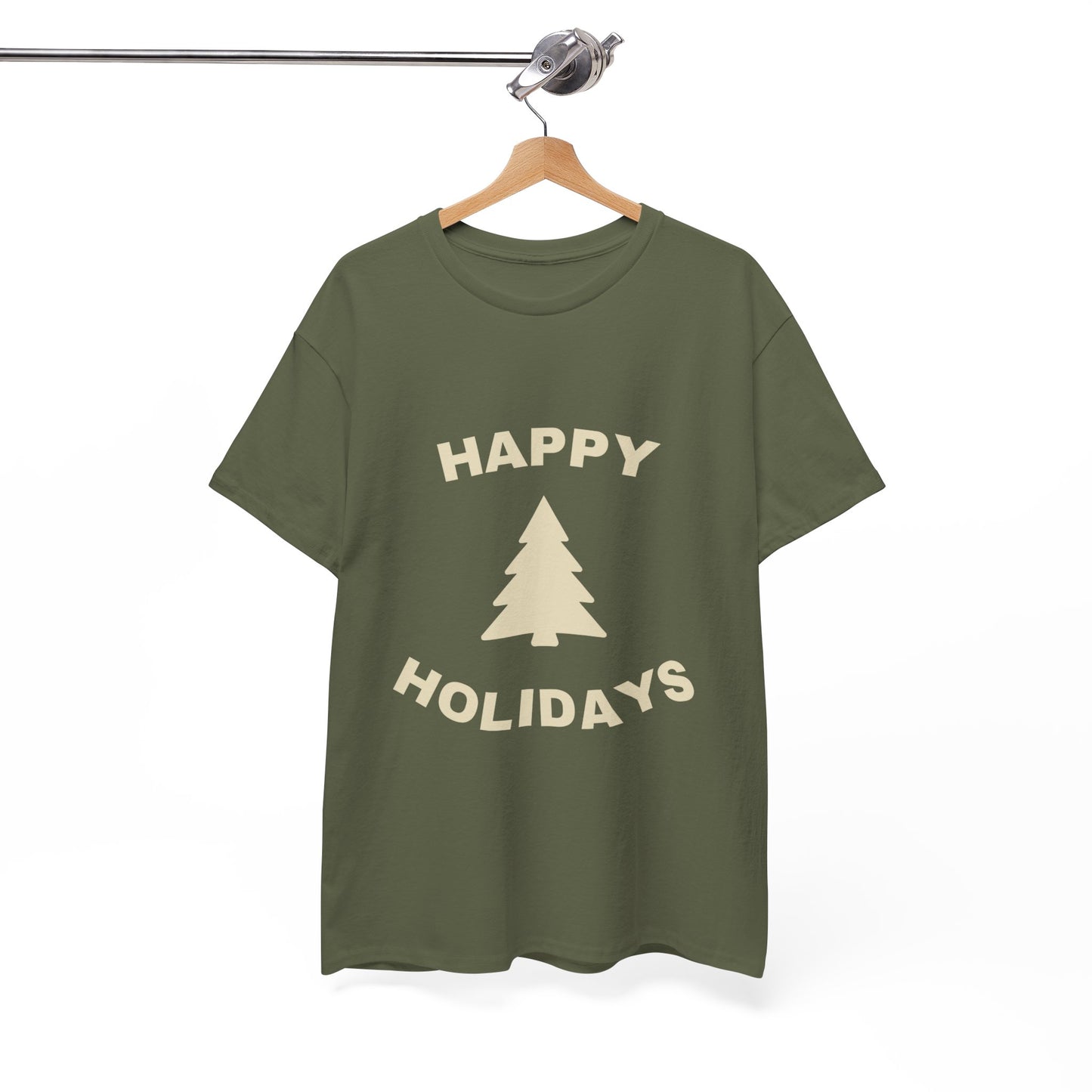 Happy Holidays Unisex Heavy Cotton Tee, Christmas Shirt, Holiday Gift, Festive Apparel, Winter Wear, Seasonal Tee