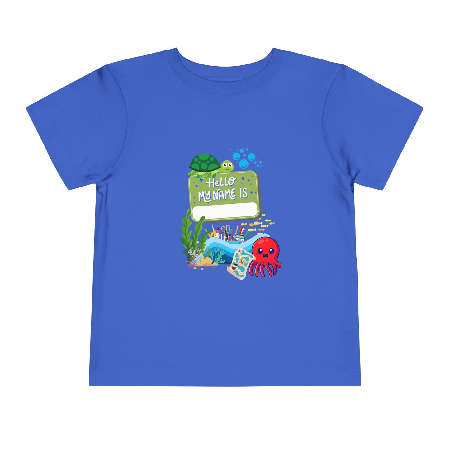 Personalized Toddler Short Sleeve Tee - 'Hello My Name Is' Ocean Theme, Kids Birthday Gift, Summer Wear, Under the Sea Party, Beach Day T-Shirt