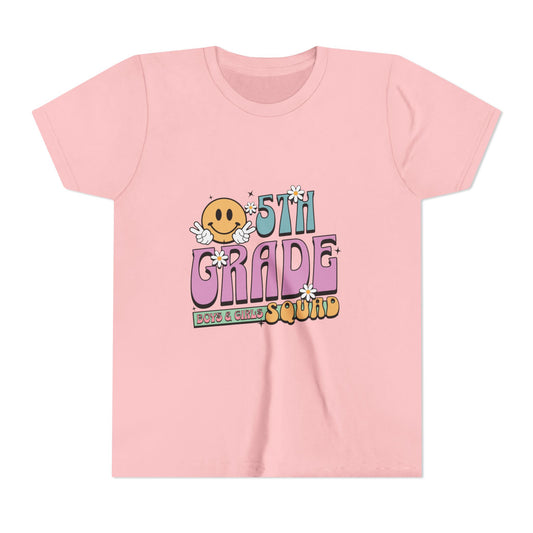 5th Grade Squad Youth Tee, Fun Graduation Gift, Kids Class Celebration T-Shirt, Back to School Shirt, Cute Rainbow Tee
