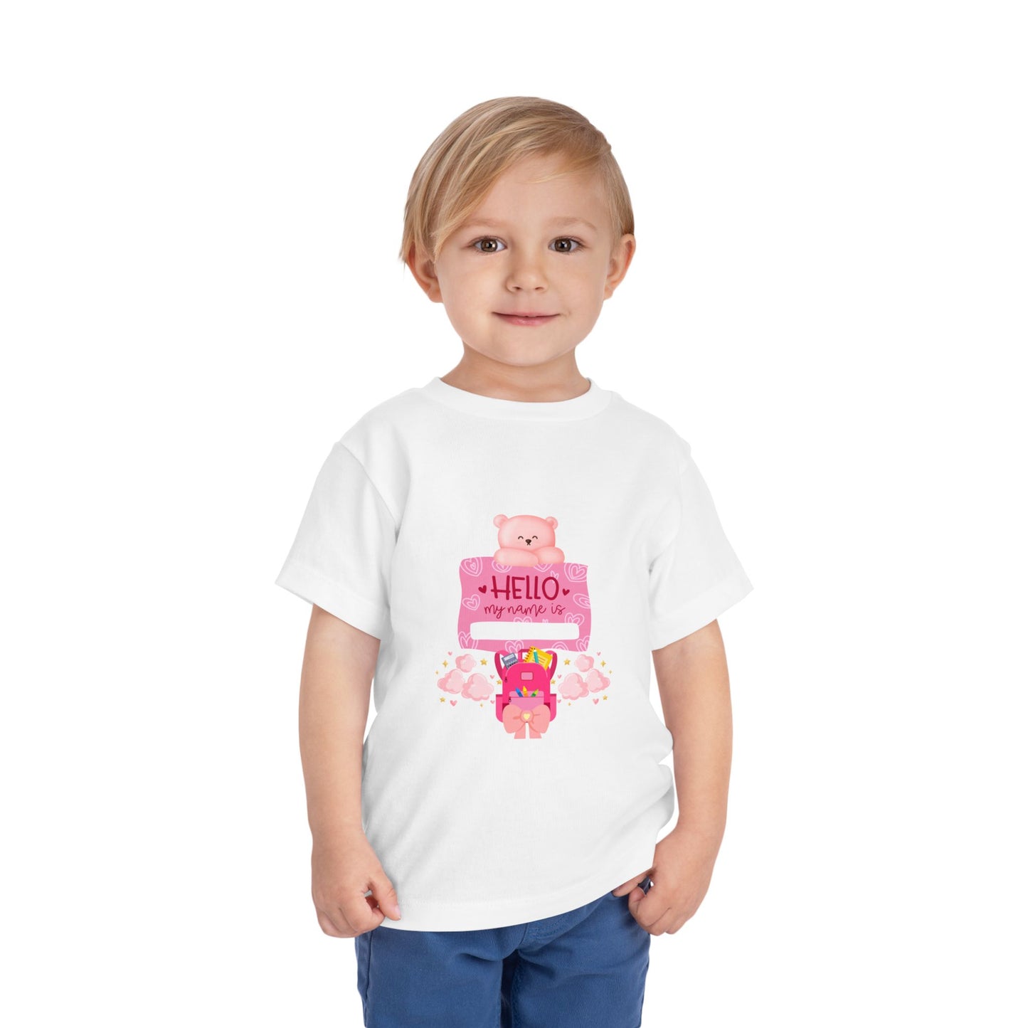 Personalized Toddler Tee – Fun Short Sleeve Shirt for Kids, Perfect for Playdates, Birthdays, Gifts, Everyday Wear, Hello Design
