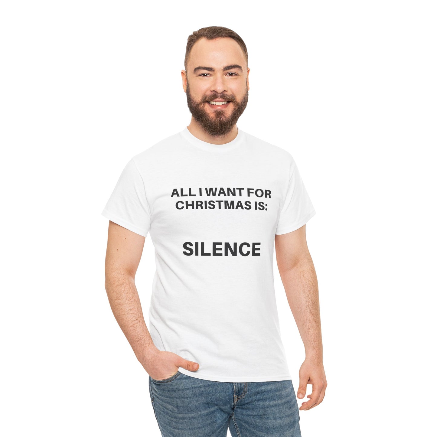 All I Want for Christmas is Silence Tee, Funny Holiday T-Shirt, Christmas Gift, Unisex Casual Wear, Introvert Shirt, Relaxation Gift