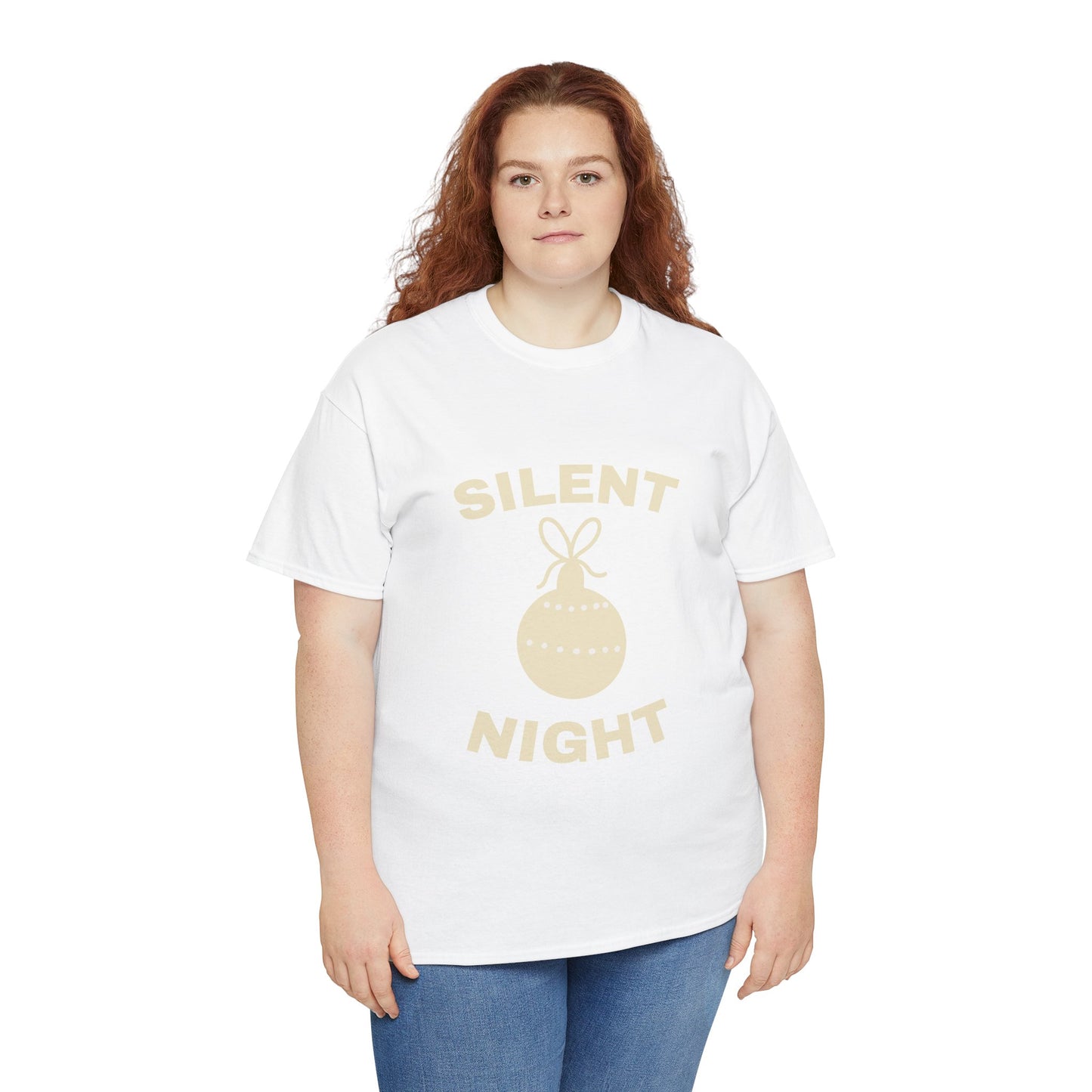 Silent Night Unisex Heavy Cotton Tee | Holiday Shirt, Christmas Apparel, Cozy Gift, Seasonal Fashion, Festive Wear