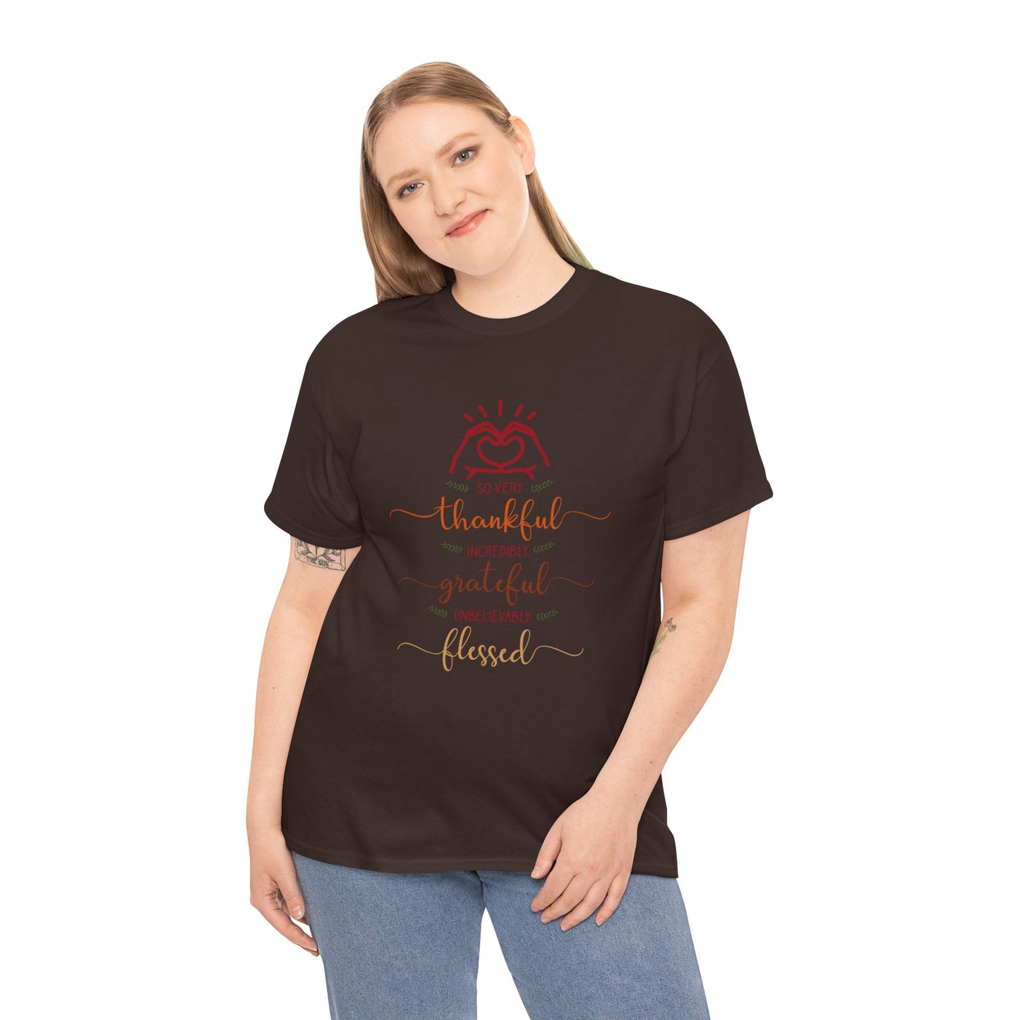 Thankful Unisex Heavy Cotton Tee - Grateful Shirt, Heartfelt Gift, Everyday Wear, Inspirational Quotes, Family Gatherings, Thanksgiving