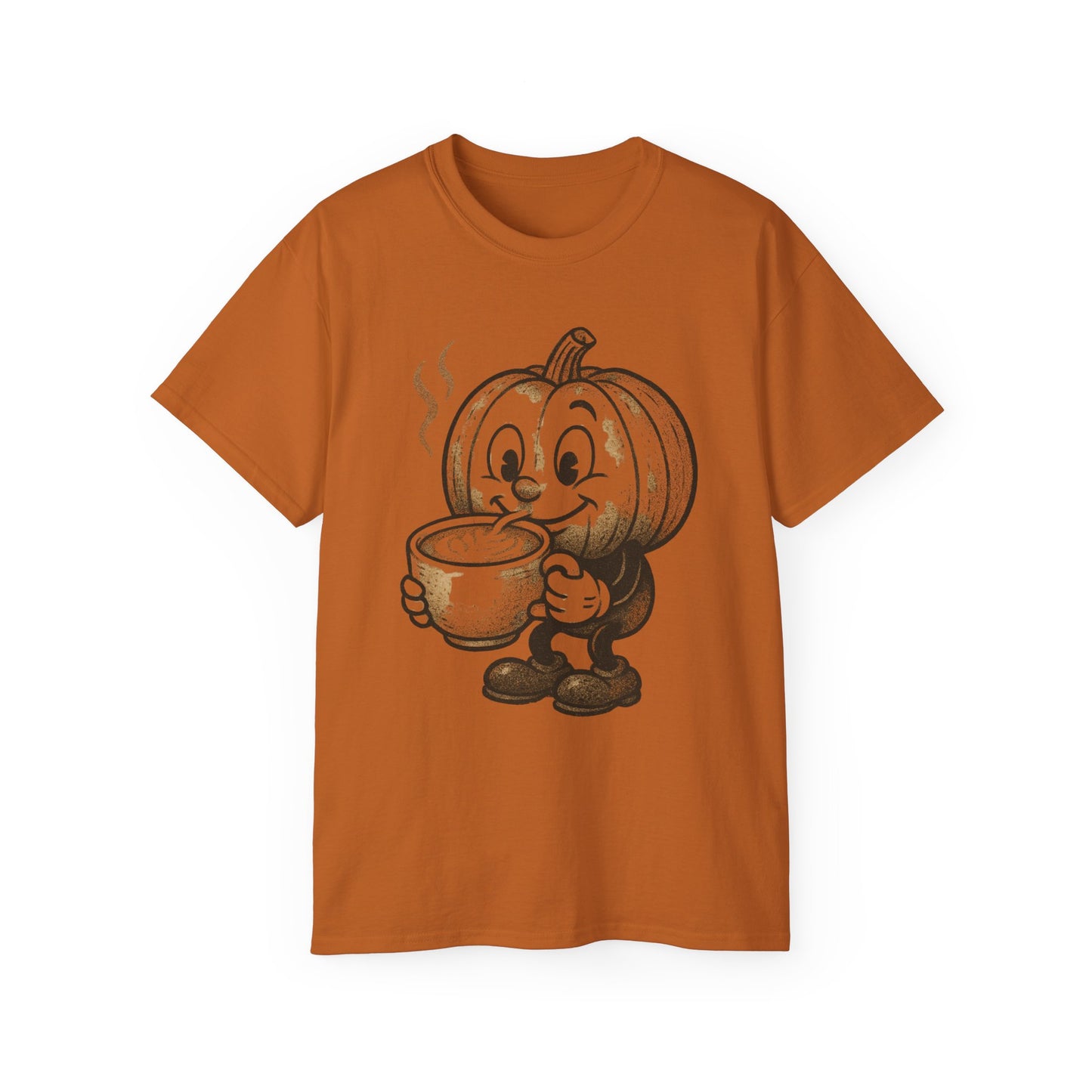 Cozy Pumpkin Coffee Tee, Fall T-Shirt, Halloween Shirt, Cute Unisex Tee, Gift for Pumpkin Lovers, Autumn Apparel