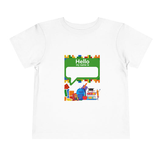 Personalized Toddler Back to School Tee - Hello My Name Is, Fun Kids Shirt, Birthday Gift, Playdate Outfit, Museum Wear