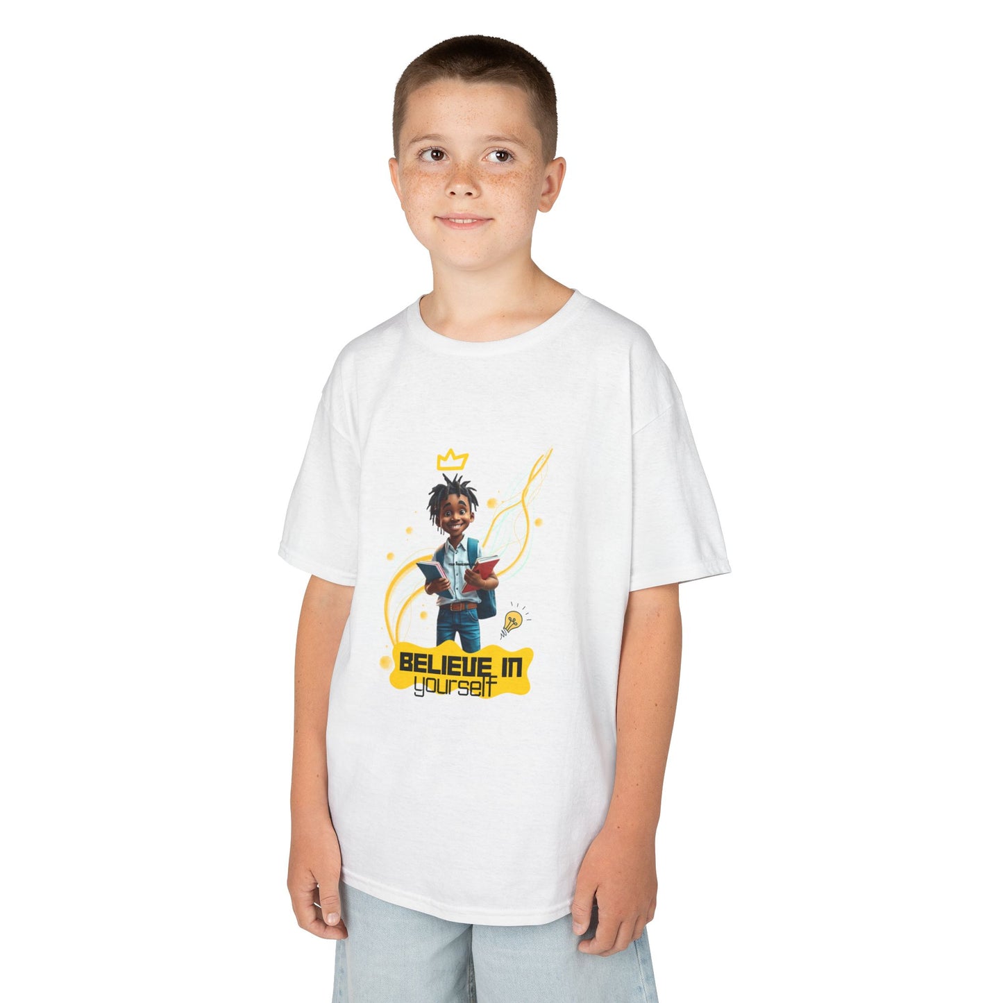 Inspirational Kids Tee - Believe in Yourself! Motivational Shirt for Girls & Boys, Gift for Birthdays, School Events, & Encouragement