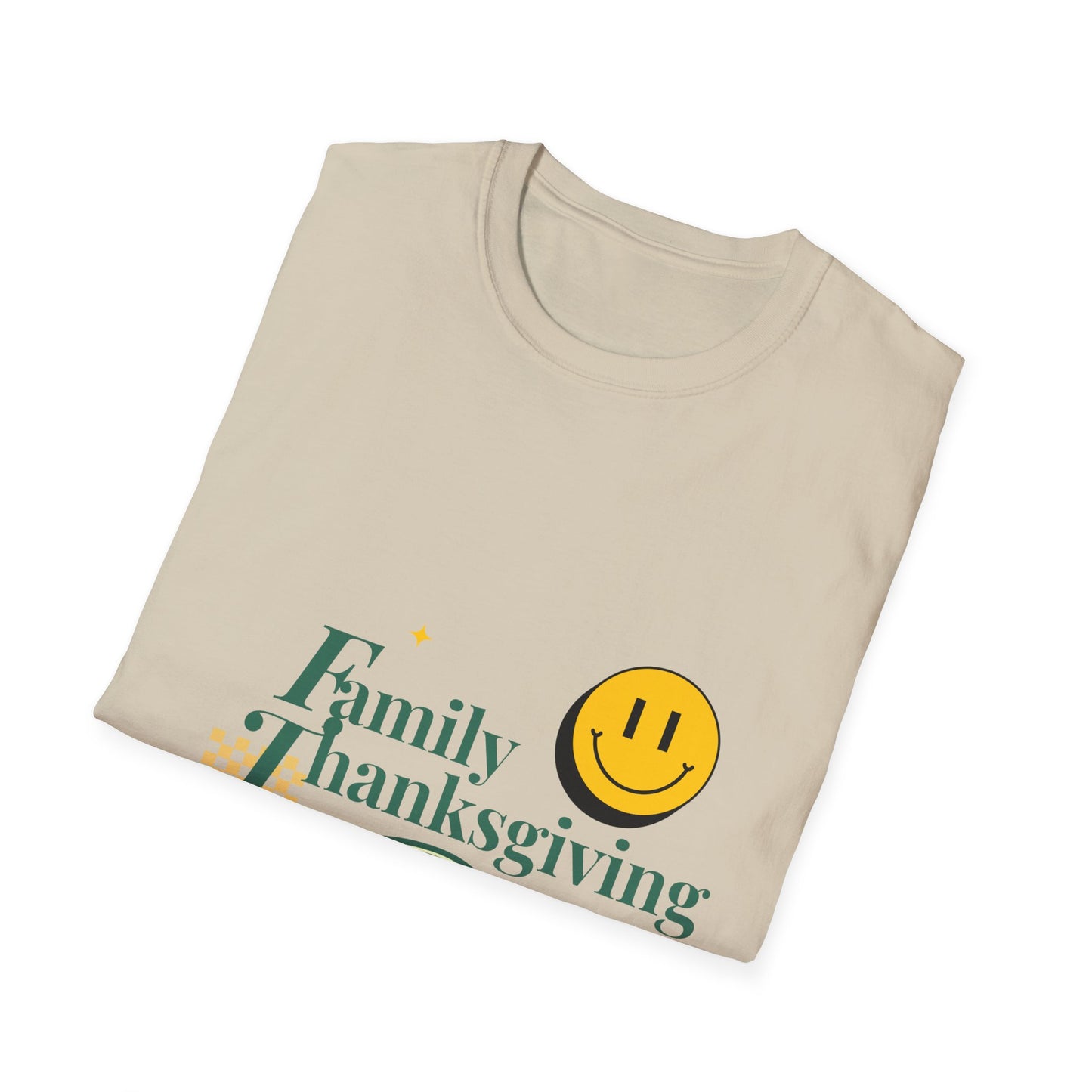 Thanksgiving Family T-Shirt, Funny Holiday Tee, Unisex Graphic Shirt, Family Gathering Apparel, Smiley Face Tee