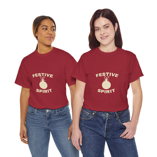Festive Spirit Unisex Heavy Cotton Tee | Holiday T-Shirt, Christmas Apparel, Gift Idea, Casual Wear, Seasonal Fashion