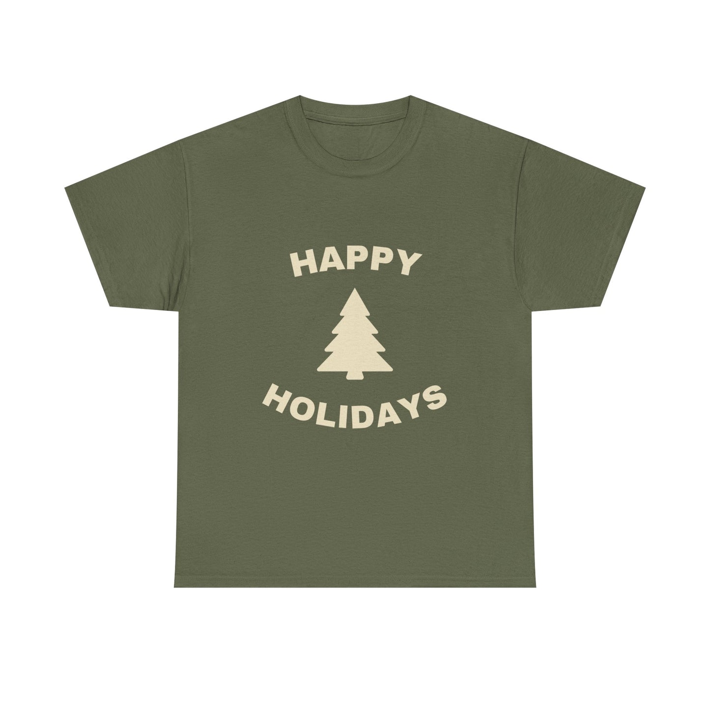 Happy Holidays Unisex Heavy Cotton Tee, Christmas Shirt, Holiday Gift, Festive Apparel, Winter Wear, Seasonal Tee