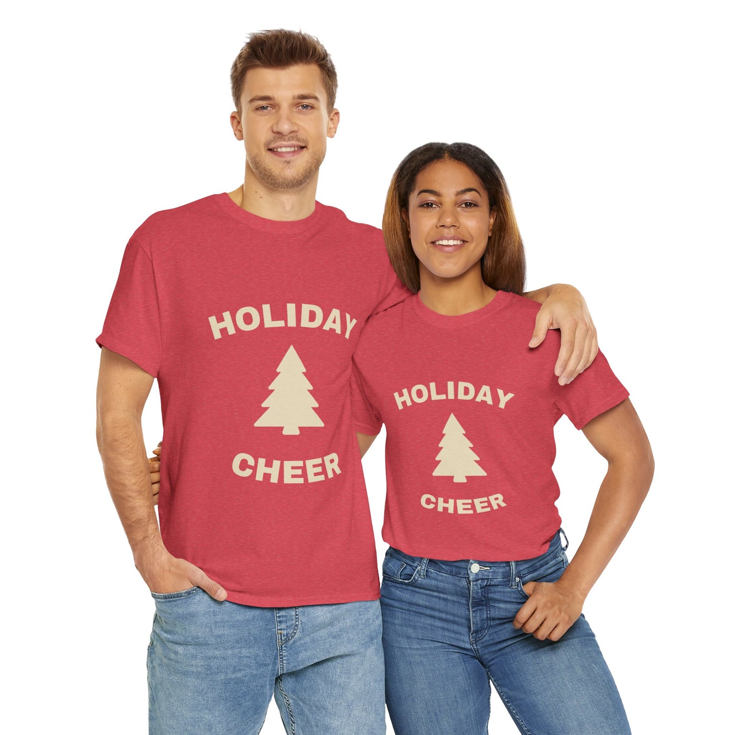 Holiday Cheer Unisex Heavy Cotton Tee, Christmas Gift, Casual Wear, Soft Cotton Tee, Winter Apparel, Unisex T-Shirt