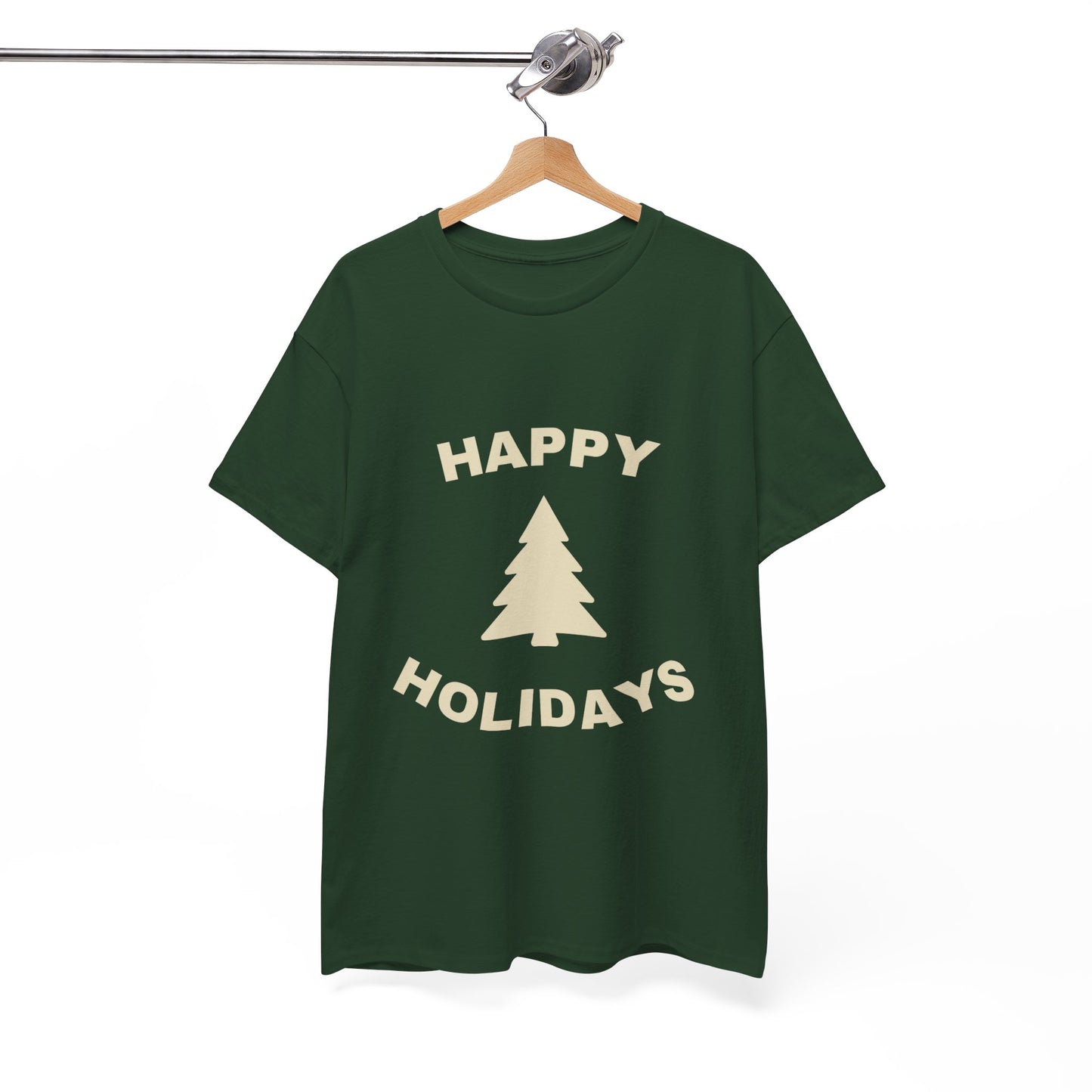 Happy Holidays Unisex Heavy Cotton Tee, Christmas Shirt, Holiday Gift, Festive Apparel, Winter Wear, Seasonal Tee