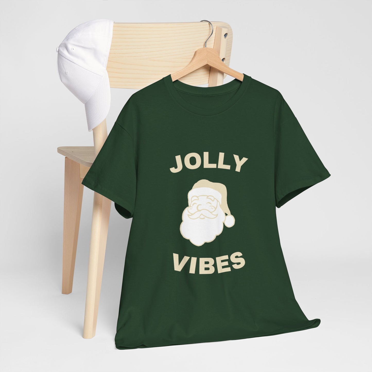 Jolly Vibes Unisex Heavy Cotton Tee for Holiday Cheer, Christmas Gift, Festive T-Shirt, Joyful Apparel, Family Gatherings