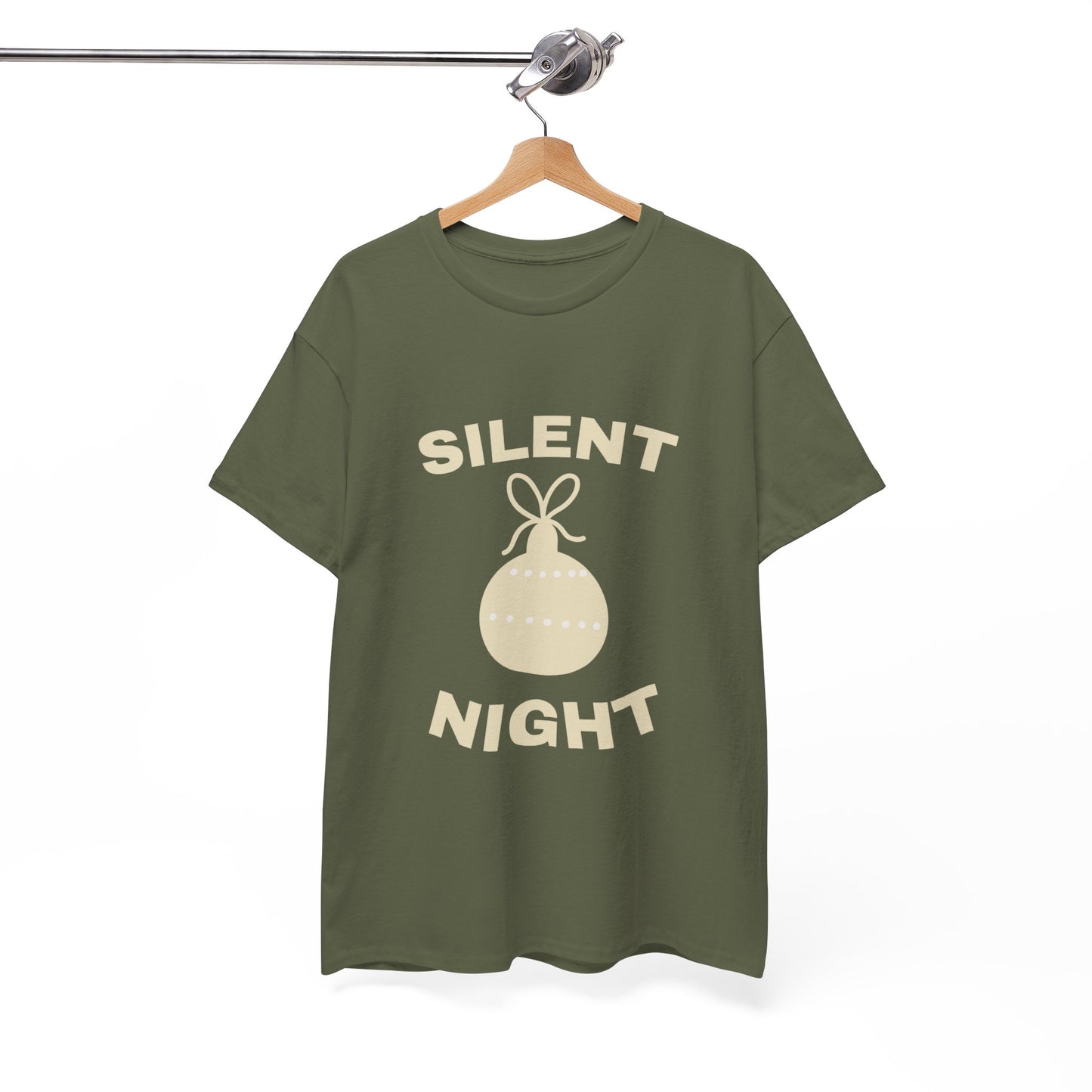 Silent Night Unisex Heavy Cotton Tee | Holiday Shirt, Christmas Apparel, Cozy Gift, Seasonal Fashion, Festive Wear